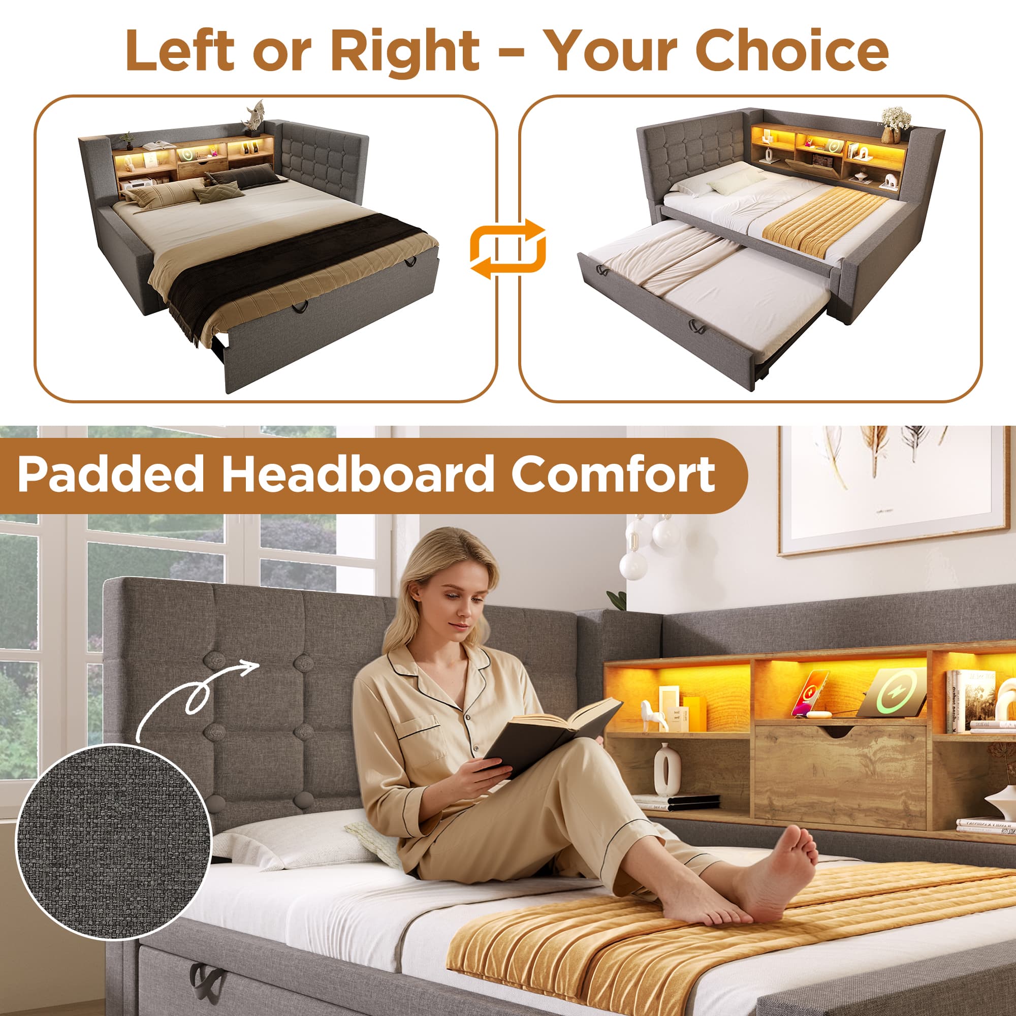 Smart Daybed with Trundle, Storage & USB Charging Station - image 3