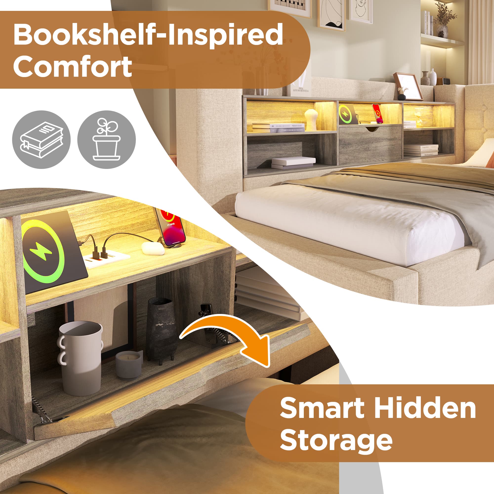 Smart Upholstered Daybed with Trundle & LED Lighting - image 2