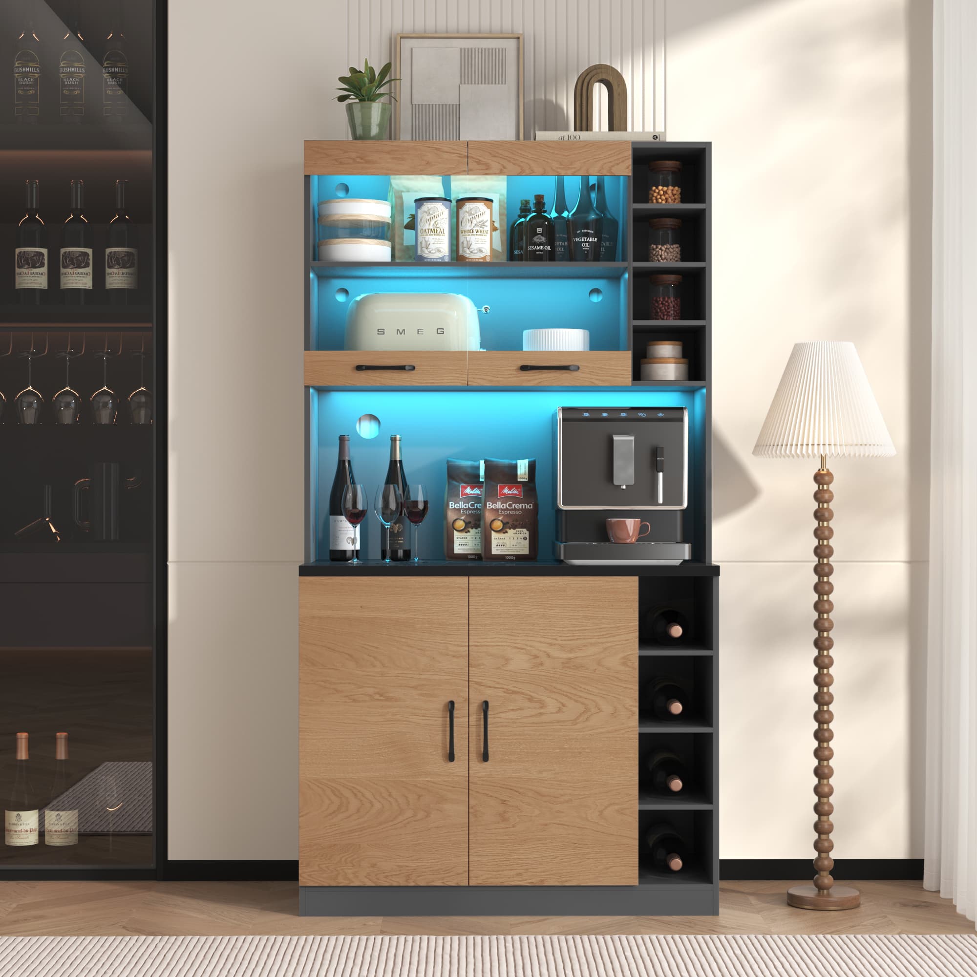 Freestanding Pantry Cupboard with Ambient LED Lighting - image 2