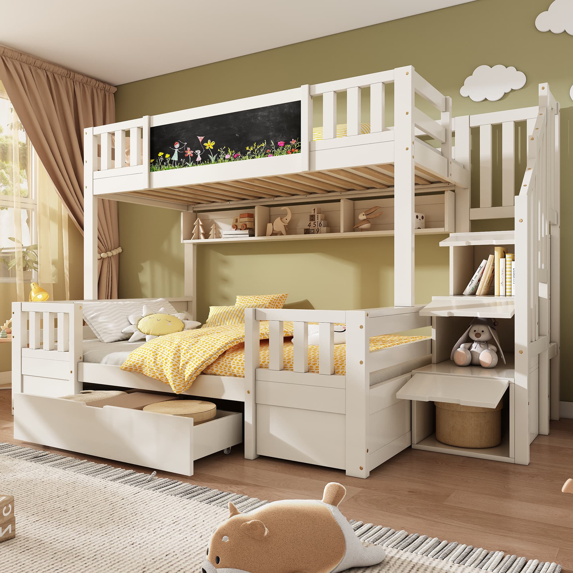 Create a Fun & Tidy Bedroom with this Storage Bunk Bed