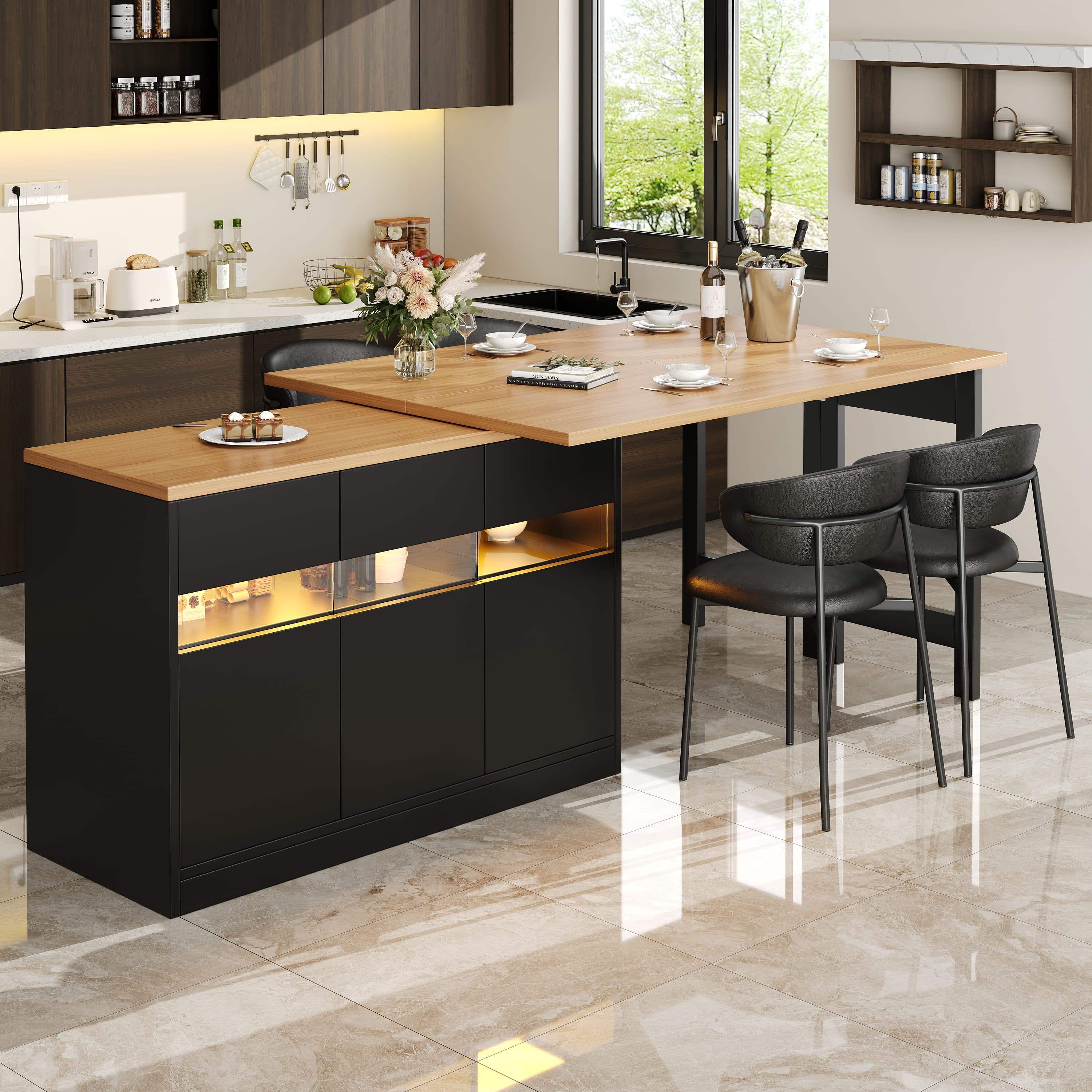 Smart Extendable Bar Table with Swivel & LED Lights - image 4