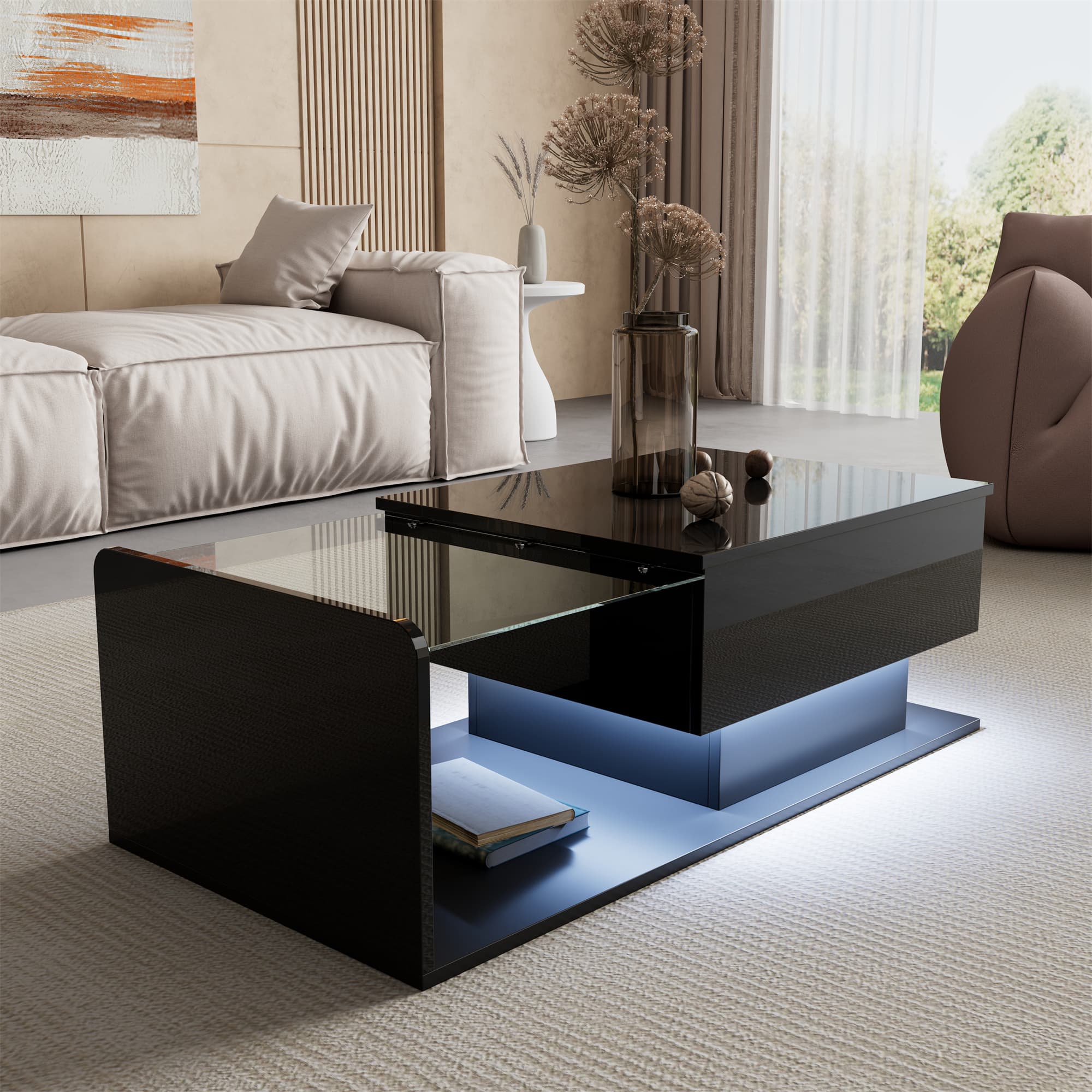 Elevate Your Space with a High-Gloss LED Lift-Top Coffee Table - image 3