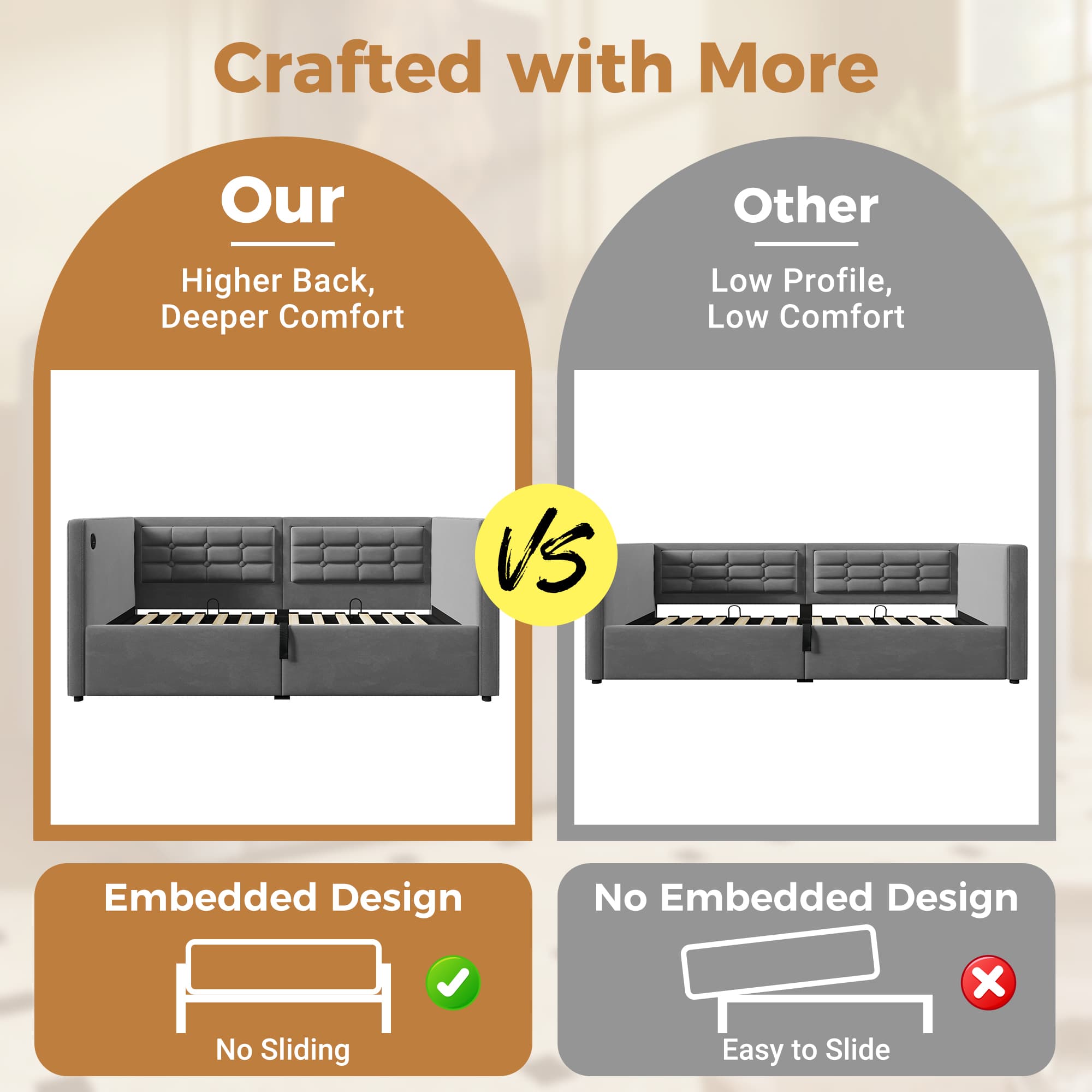 Smart Daybed with USB Charging & Hydraulic Storage | 3FT Single - image 4