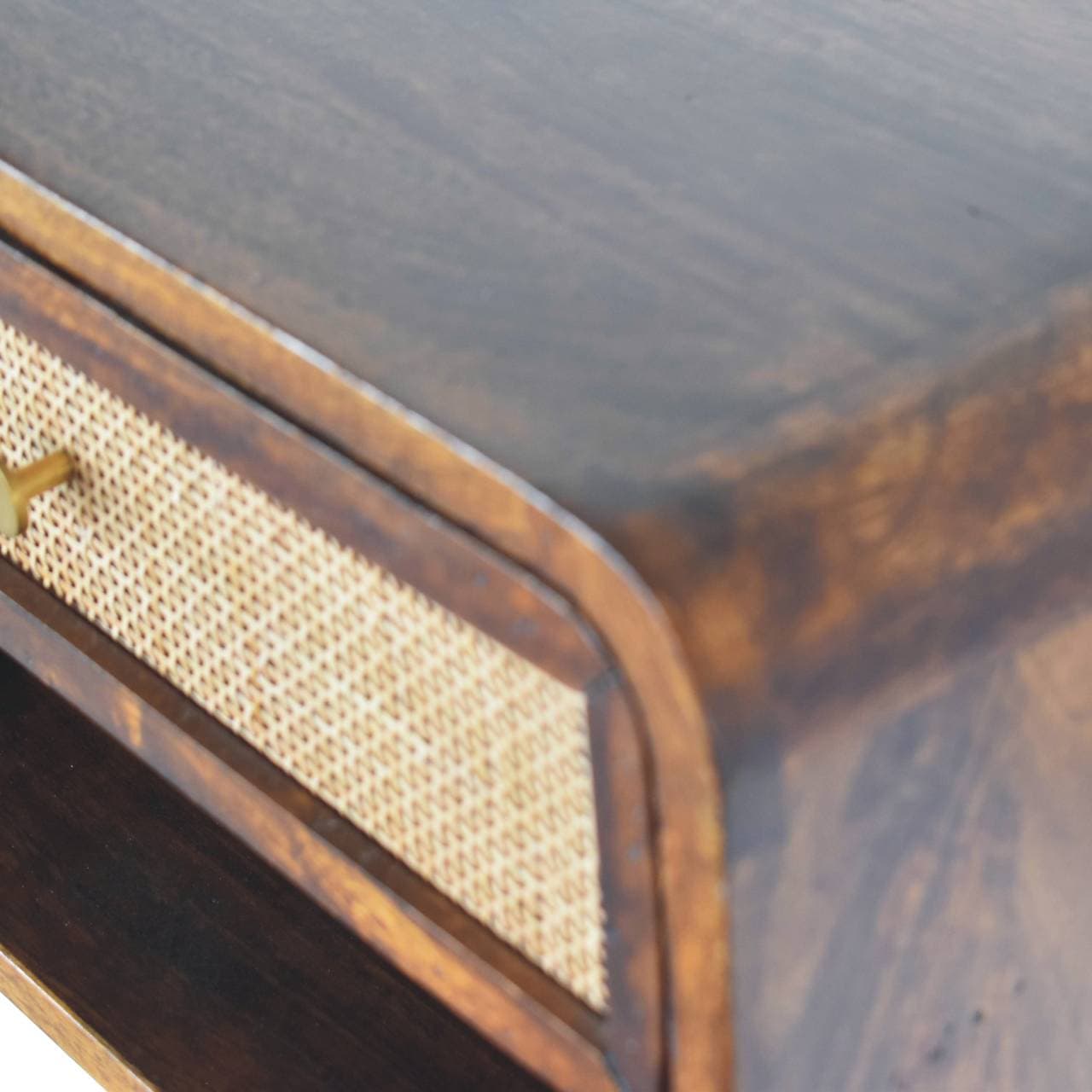 Floating Solid Wood Bedside Table with Woven Drawer - image 1