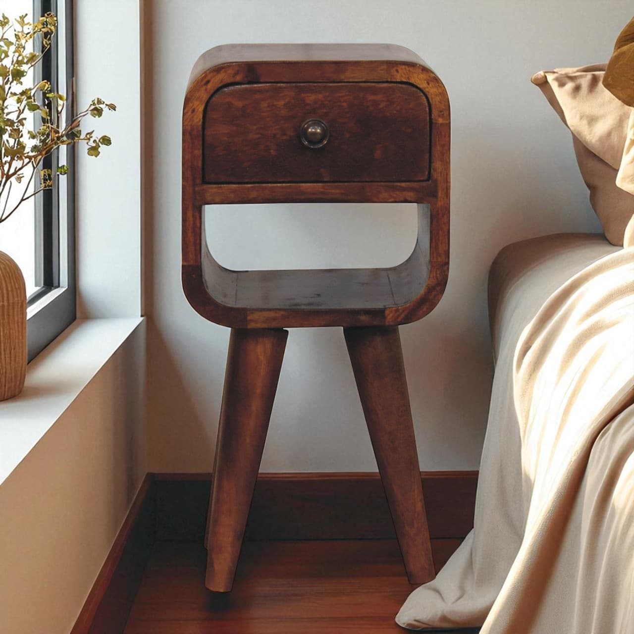 Handcrafted Mini Bedside Table for Compact Spaces