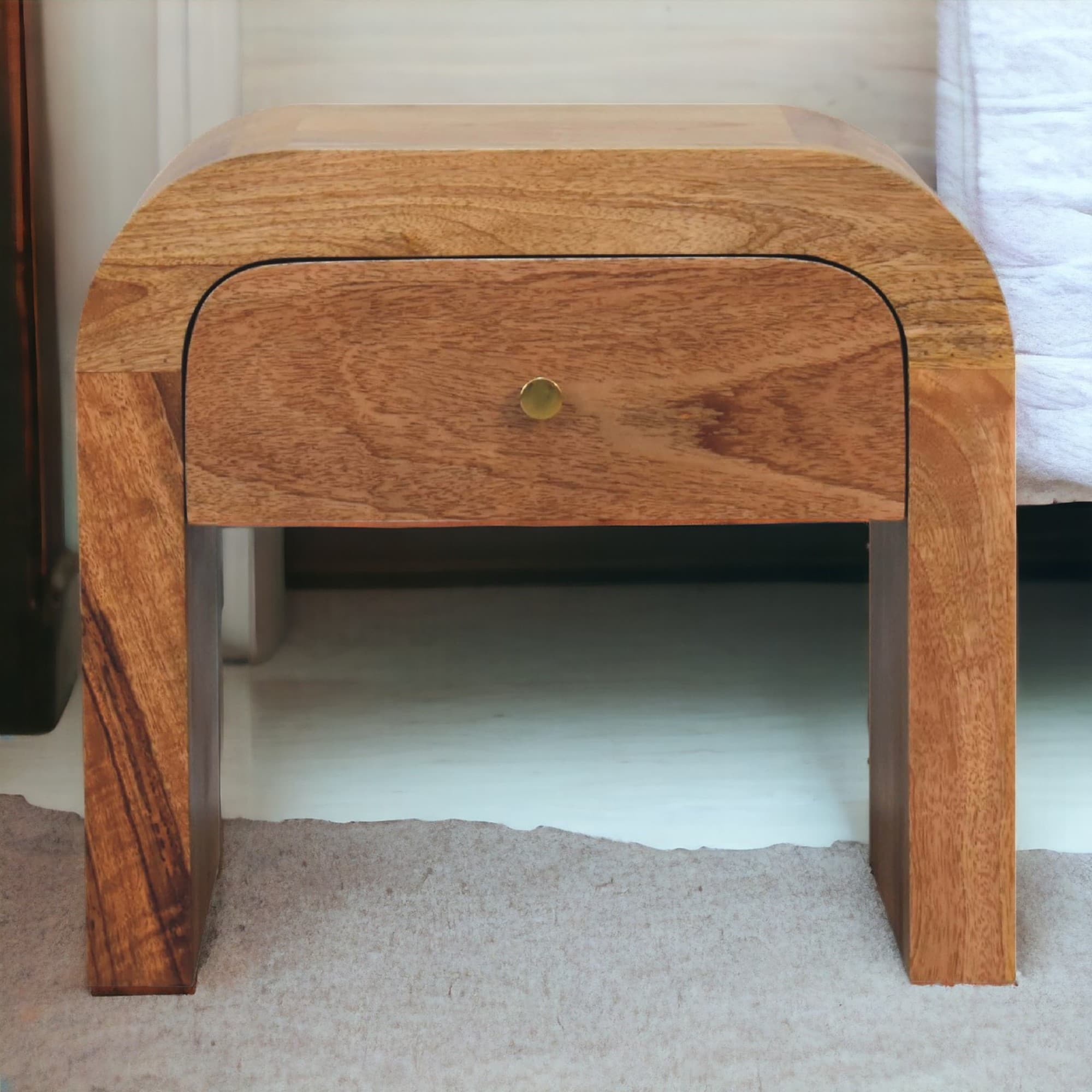 Effortless Style: The Darcy Solid Mango Wood Bedside Table - Brown