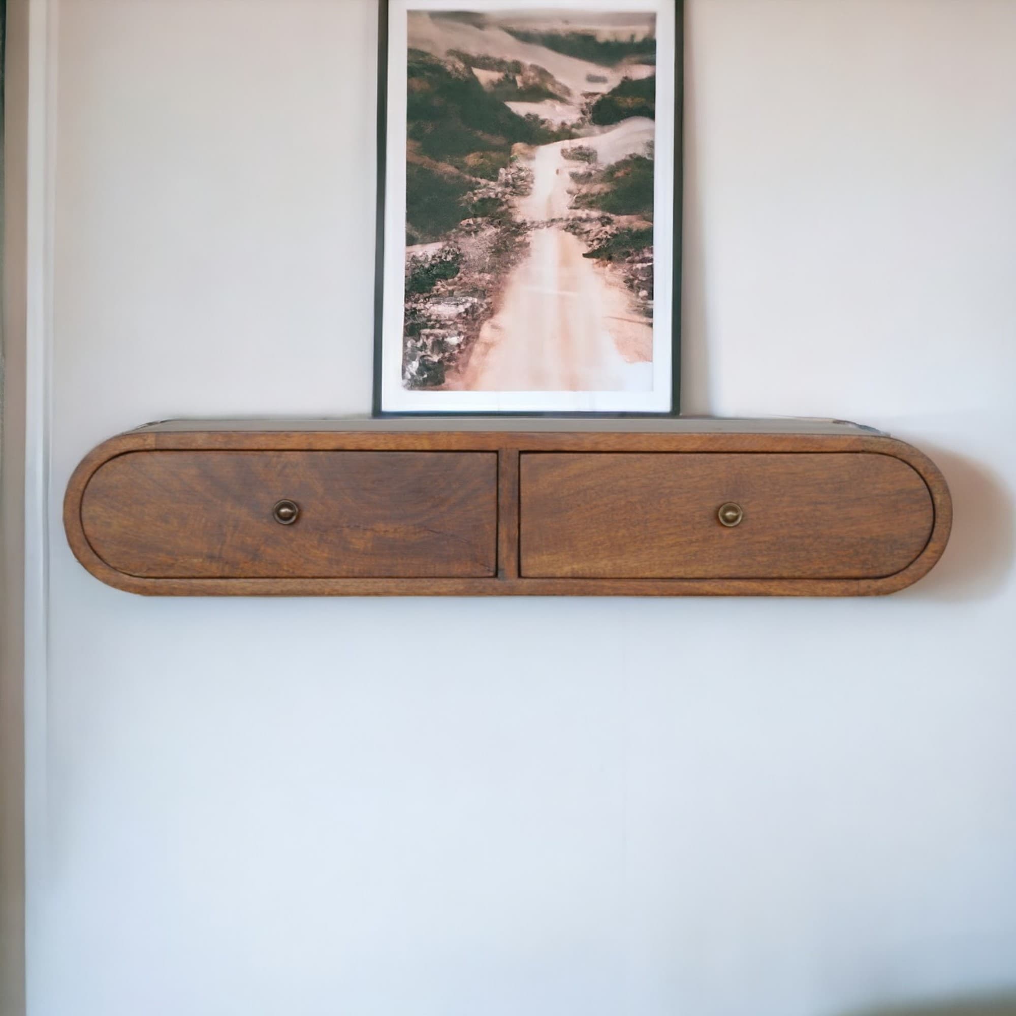 Elevate Your Entryway with a Floating Chestnut Console - Brown