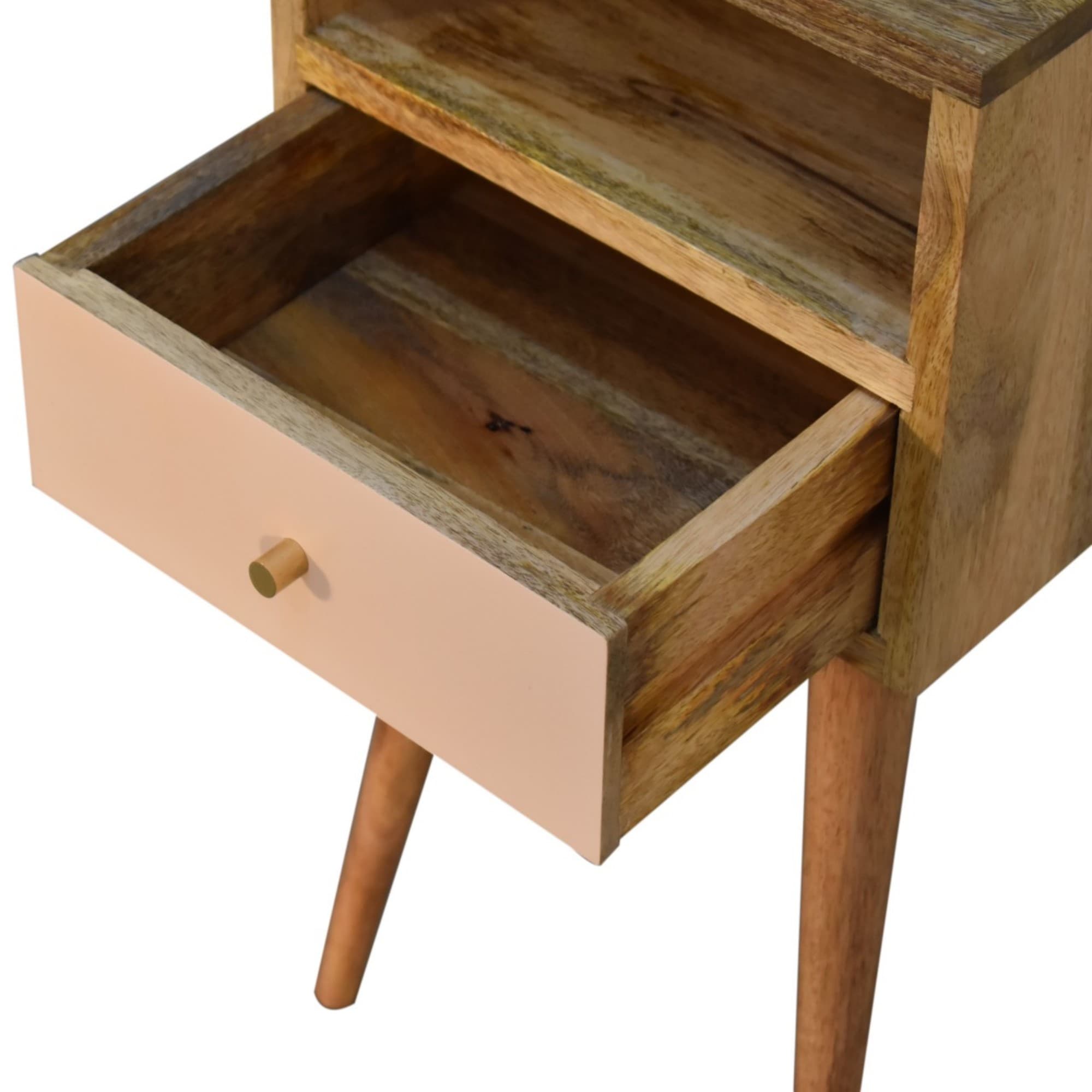Hand-Painted Solid Mango Wood Bedside Table with Drawer - image 2