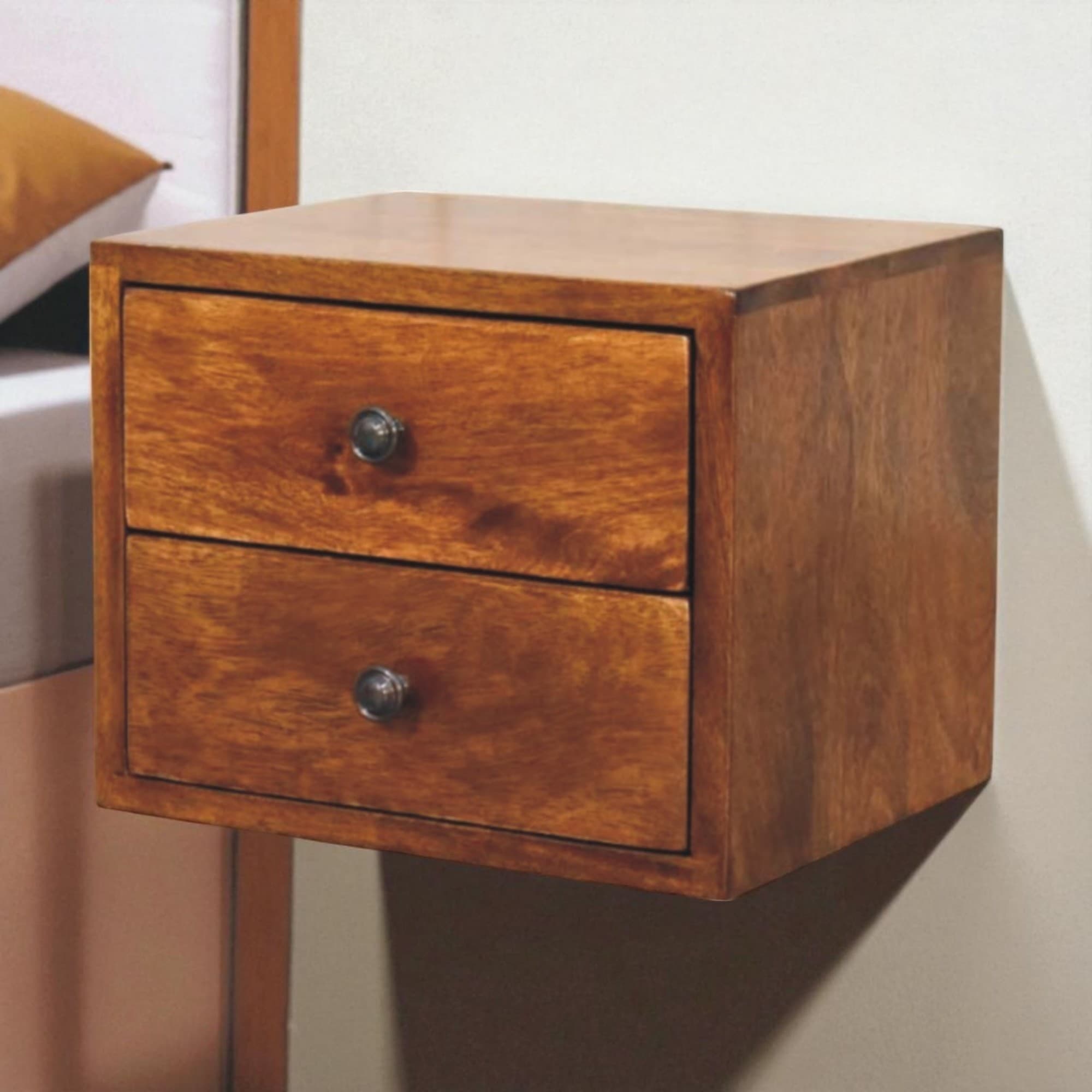 Effortless Bedside Storage: Solid Wood Floating Nightstand