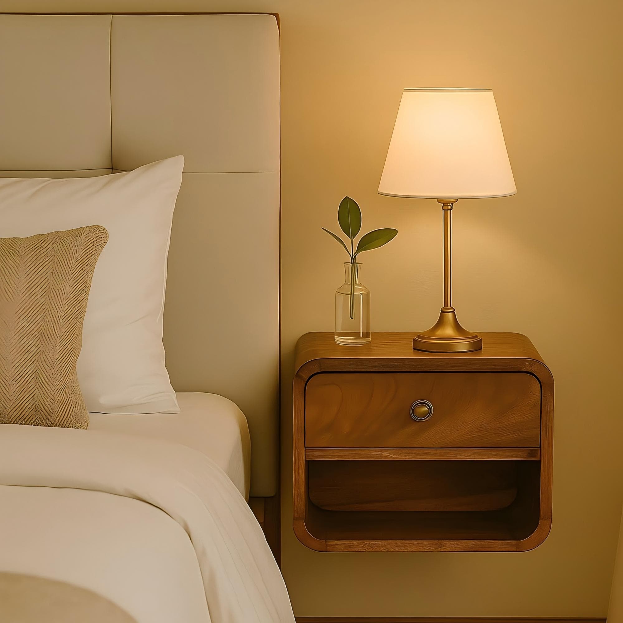 Space-Saving Solid Wood Floating Bedside Table - image 2
