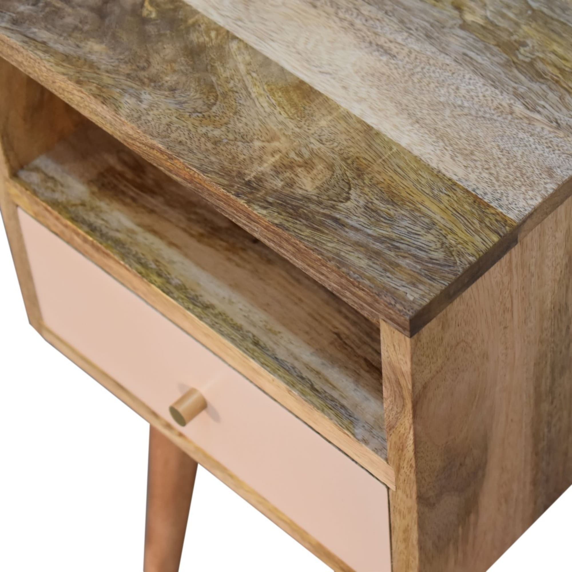 Hand-Painted Solid Mango Wood Bedside Table with Drawer - image 4
