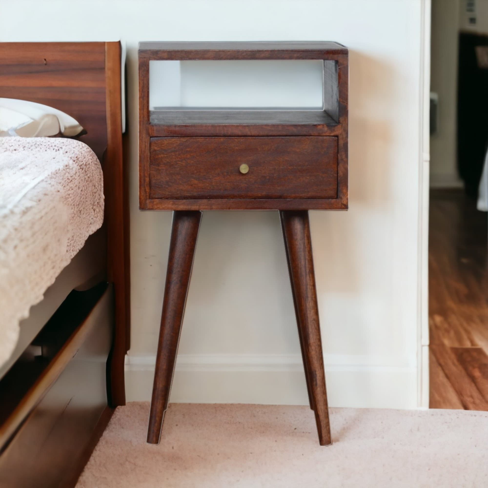 Handcrafted Solid Wood Bedside Table for Compact Spaces