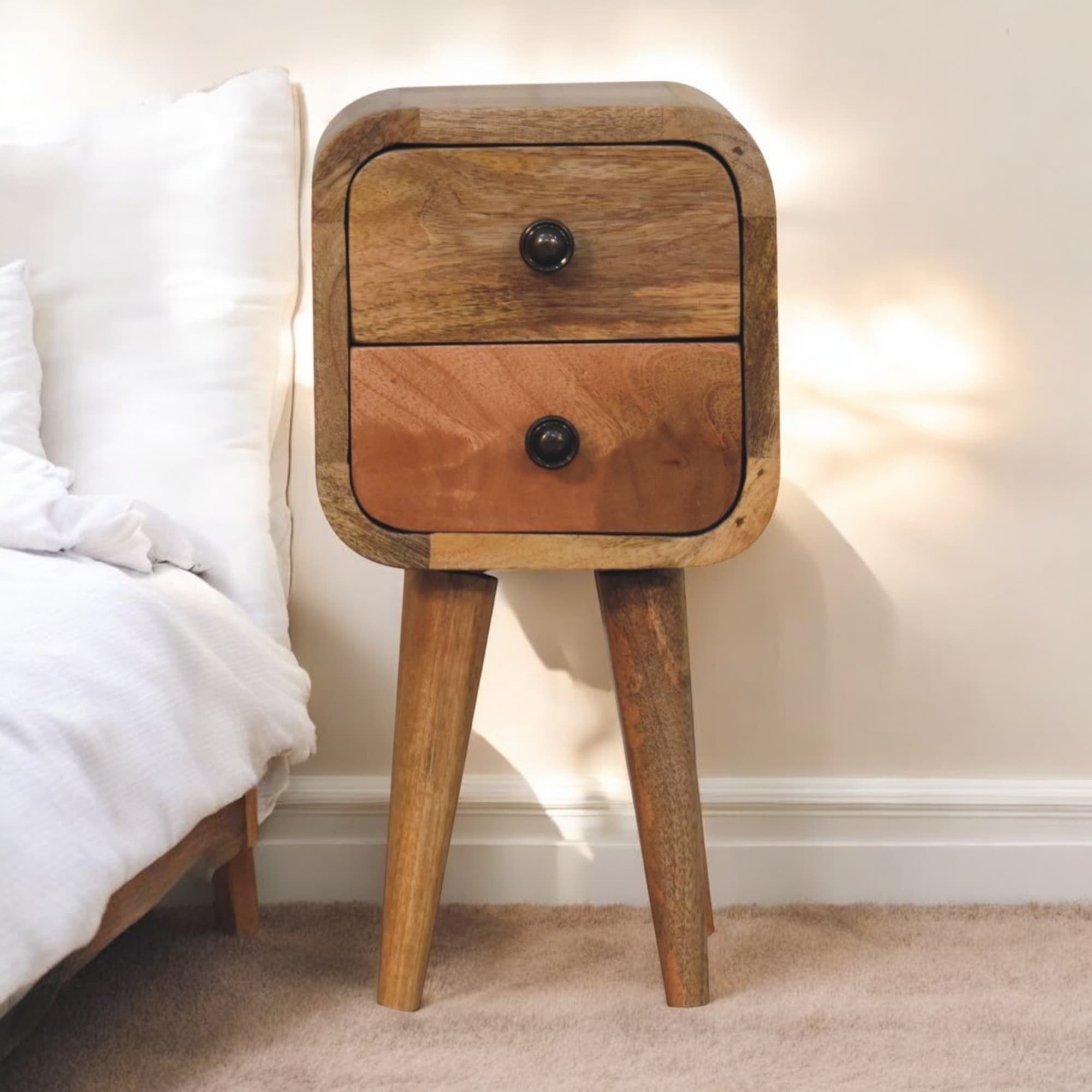 Compact Solid Wood Bedside Table for Small Spaces
