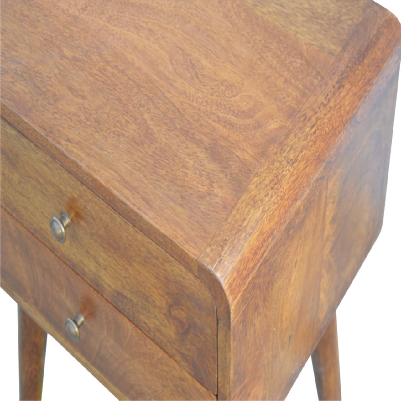 Handcrafted Solid Wood Curved Bedside Table in Dark Chestnut - image 4