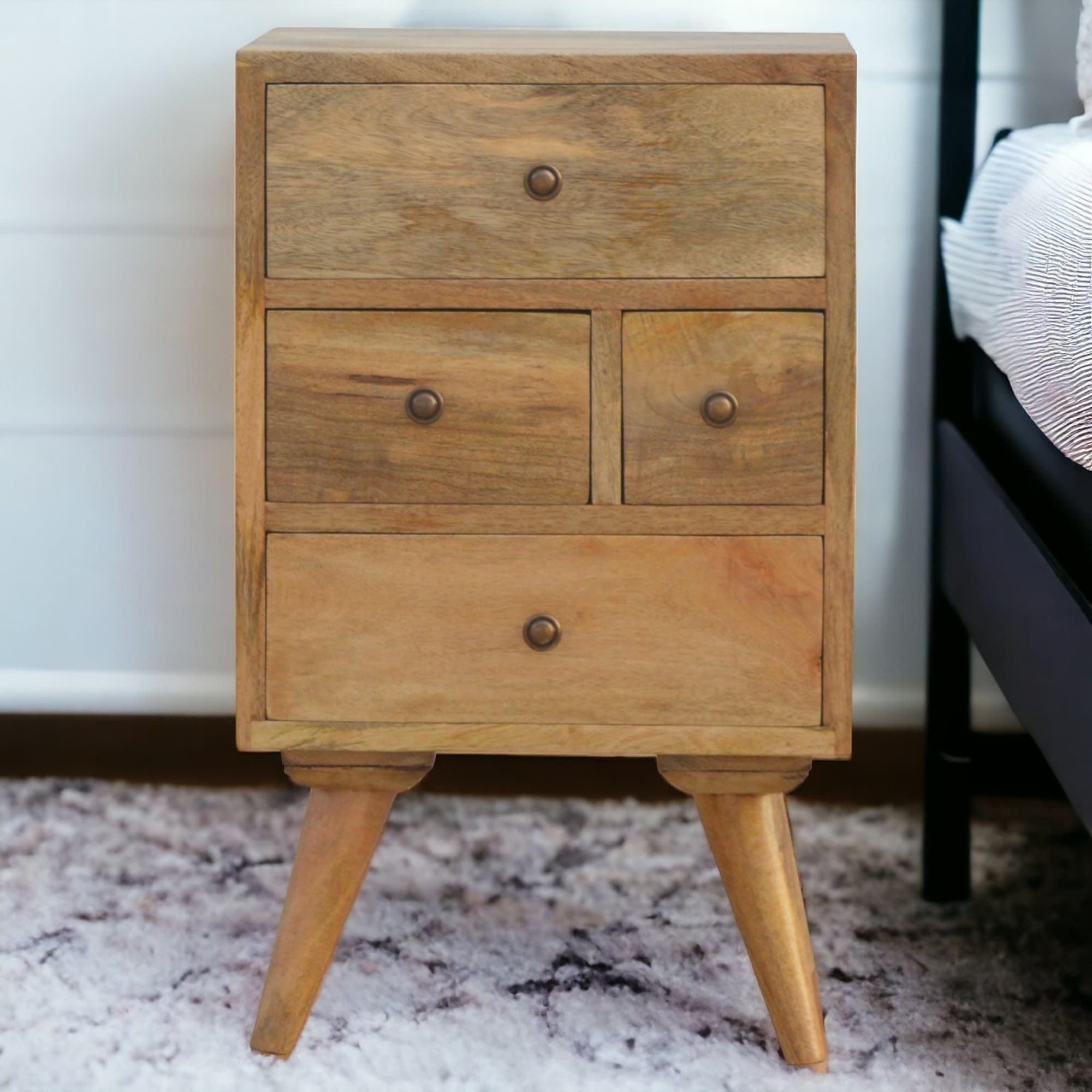 Handcrafted Solid Wood Bedside Table for Minimalist Living - Brown