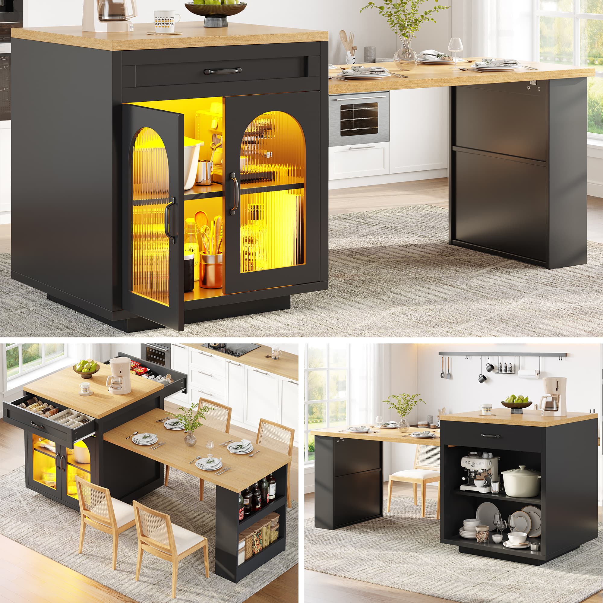 Transform Your Kitchen with an Extendable Island & LED Lights