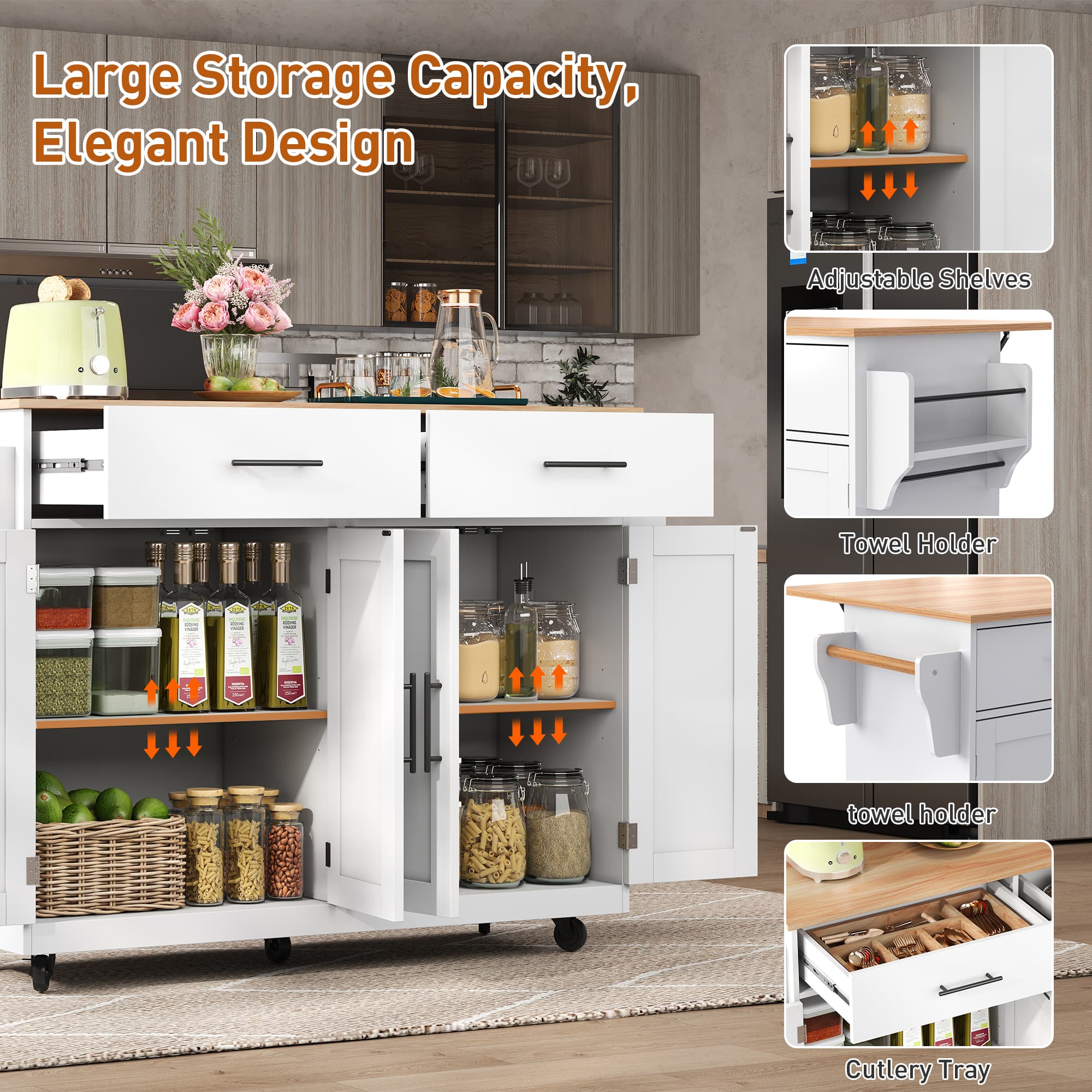 Expandable Kitchen Island for Effortless Hosting & Storage - image 5