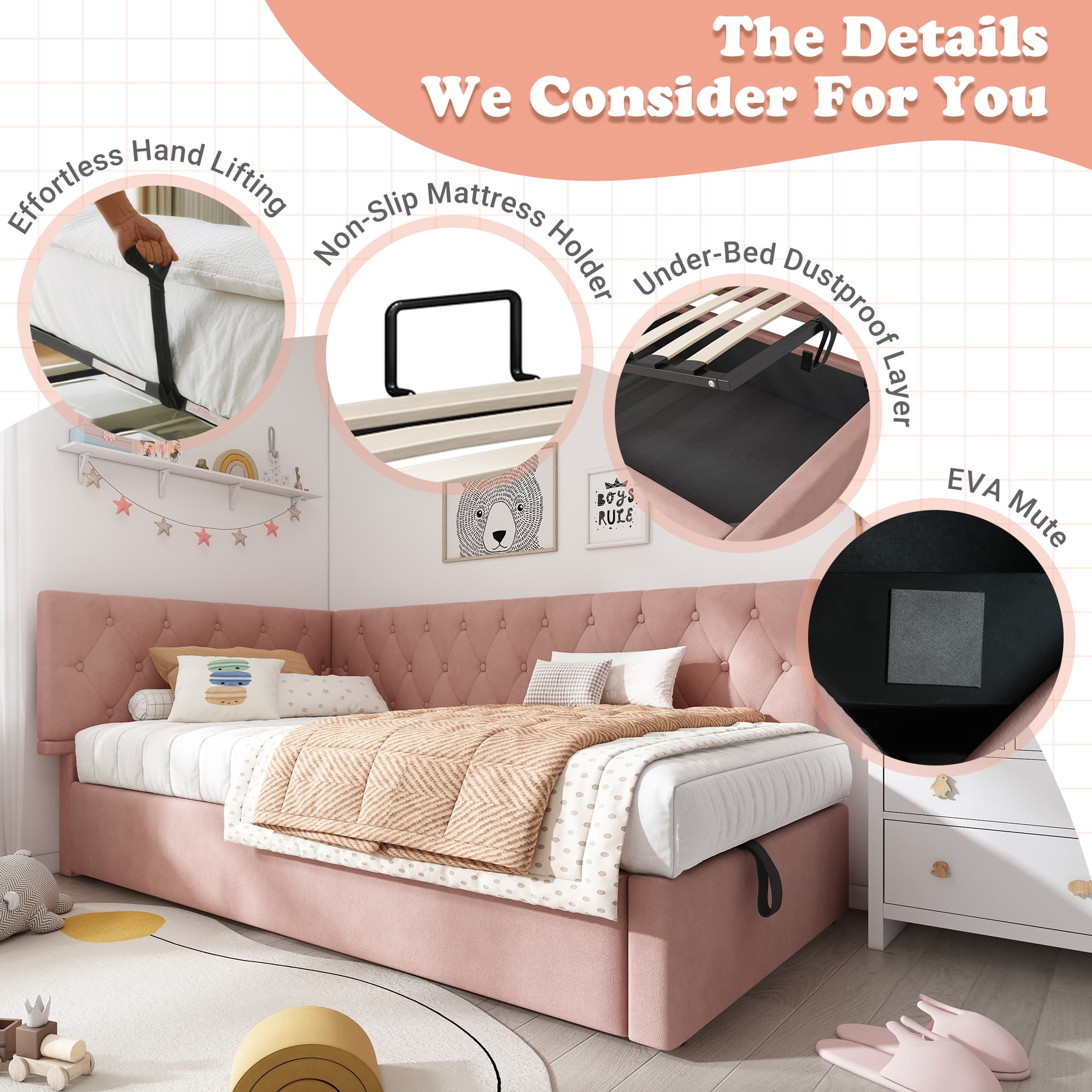 Stylish Single Daybed with Effortless Hydraulic Storage - image 4