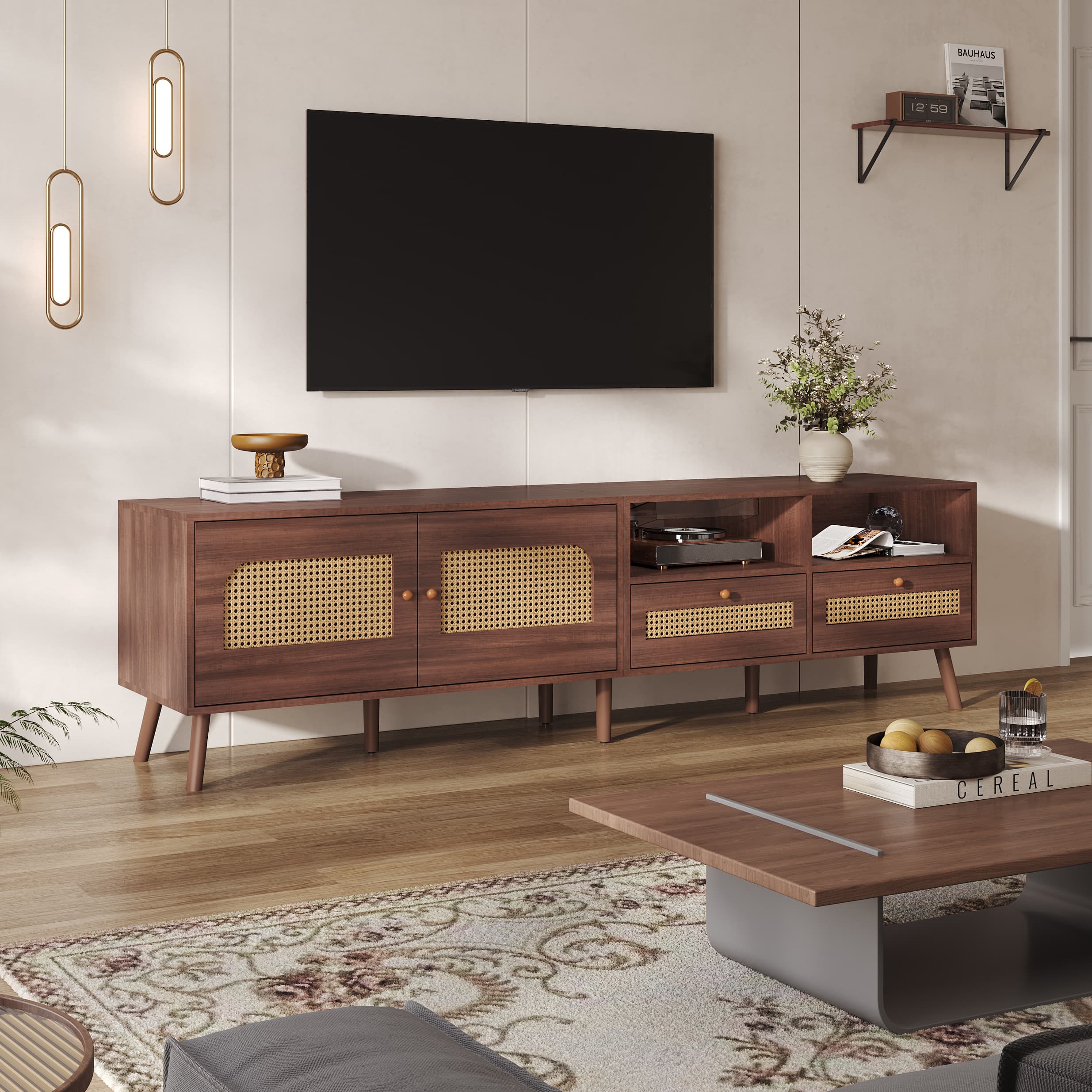 Stylish Rattan TV Unit for Screens up to 90 Inches - image 4