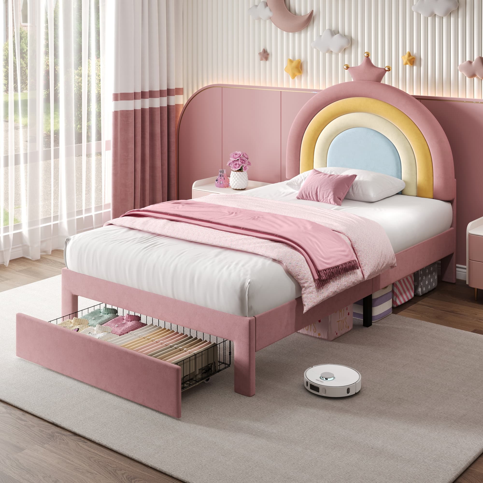 A Magical Rainbow Bed with Smart Storage for Your Child
