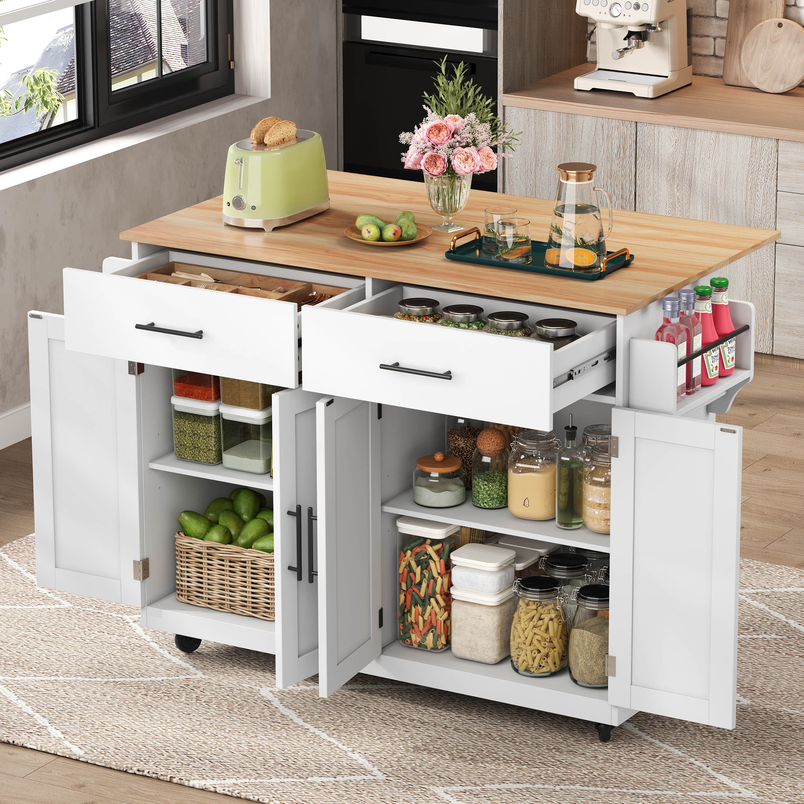 Expandable Kitchen Island for Effortless Hosting & Storage - image 2