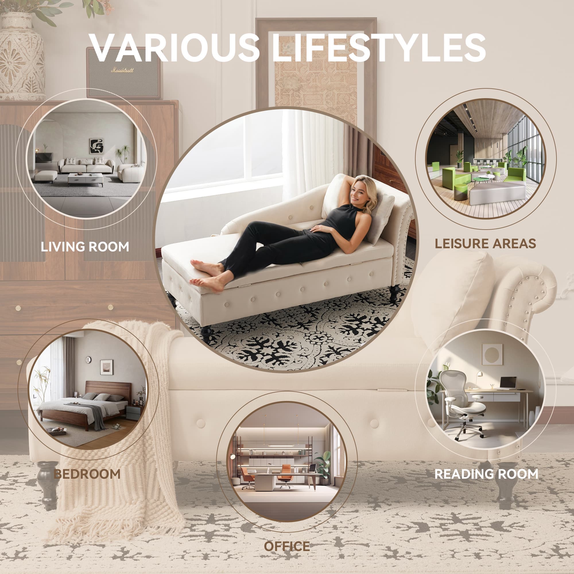 Elegant Velvet Chaise Lounge with Clever Hidden Storage - image 1