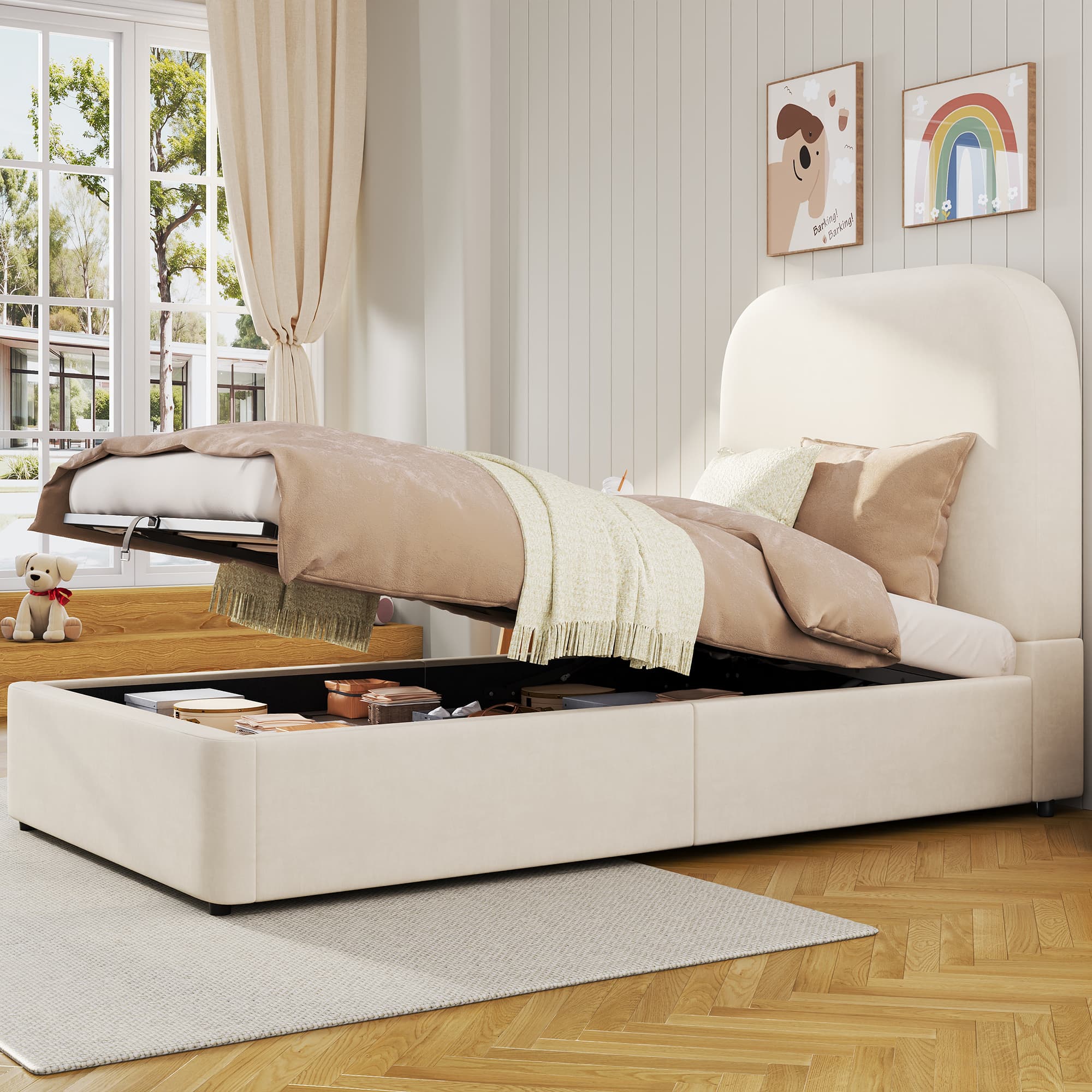 Effortless Storage & Style: The Velvet Single Hydraulic Bed