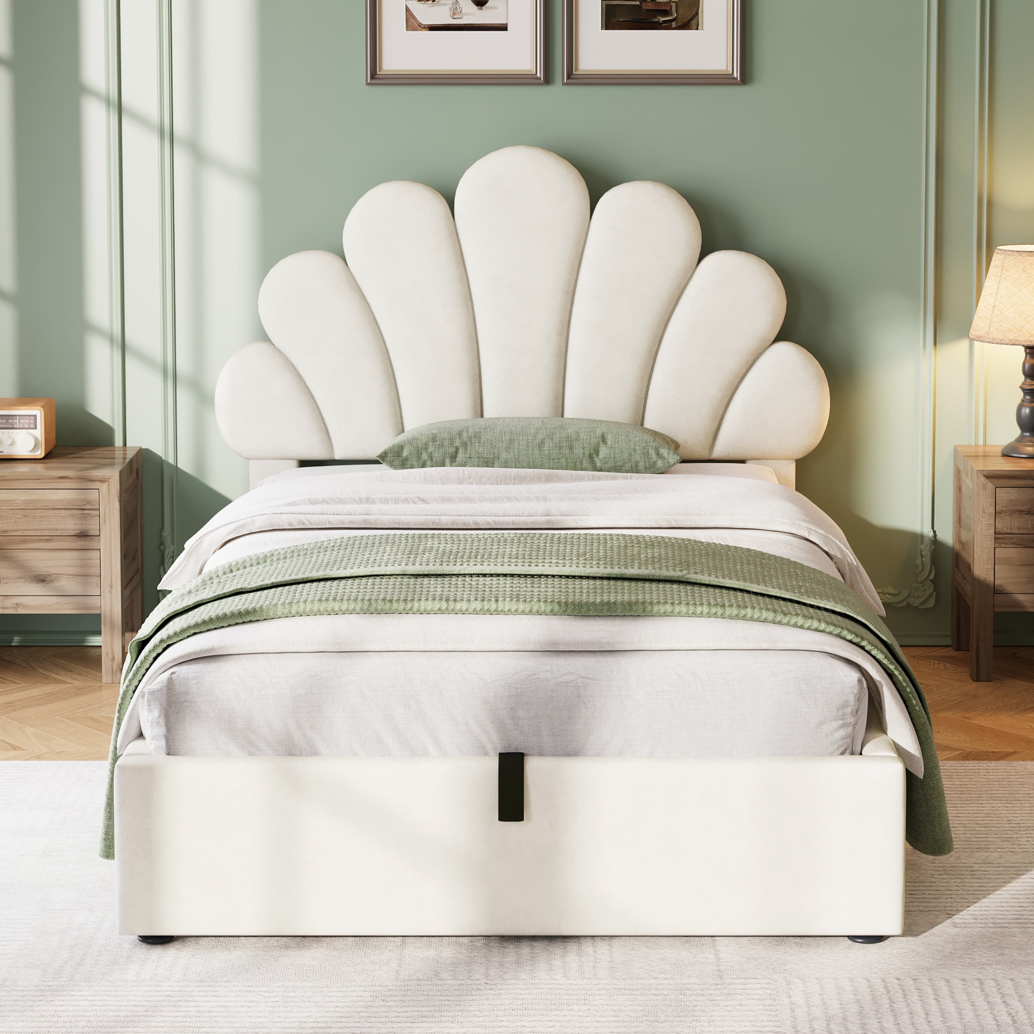 Stylish Single Bed with Smart Storage & Chic Petal Headboard - image 1