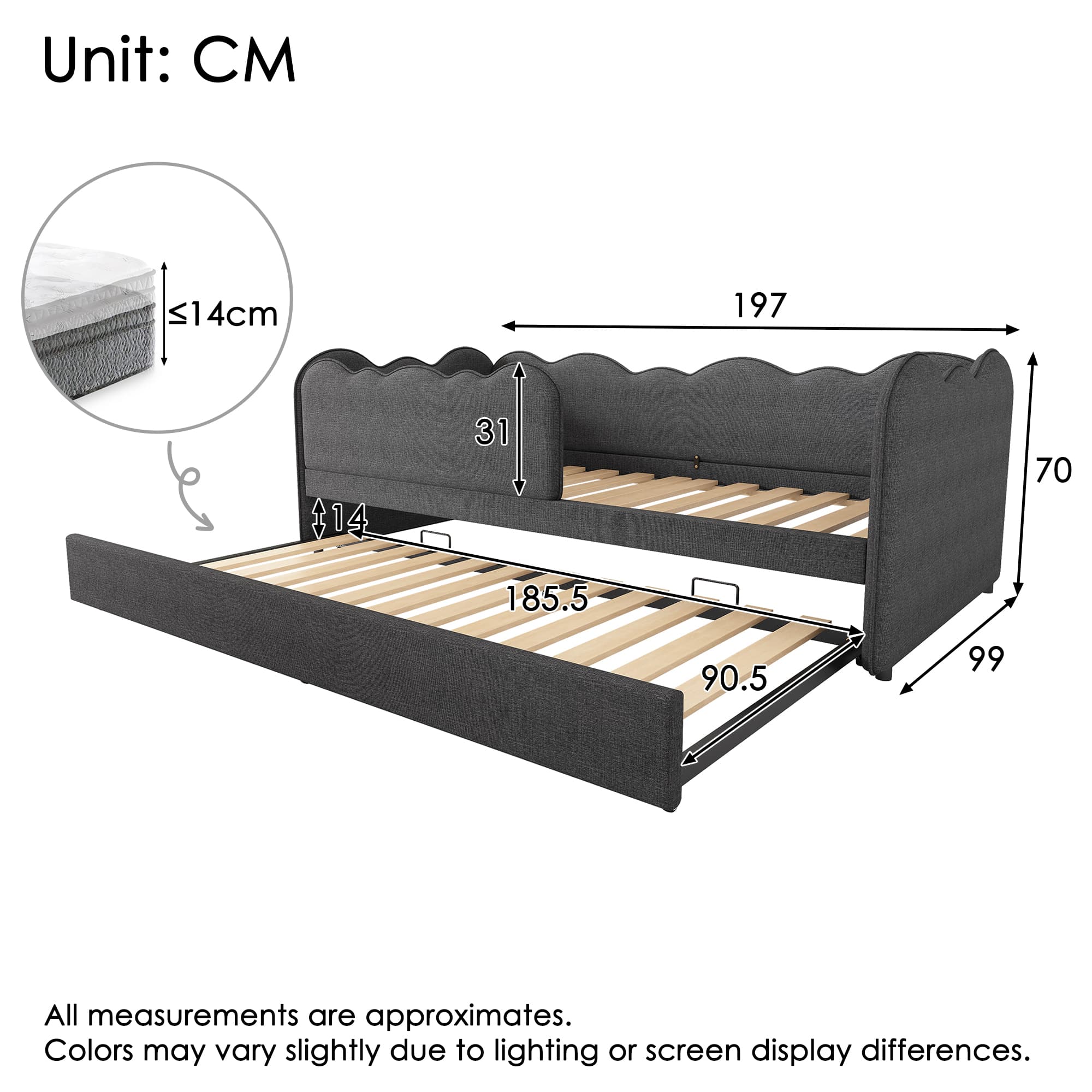 Chic Upholstered Daybed with Pull-Out Guest Trundle Bed - image 3