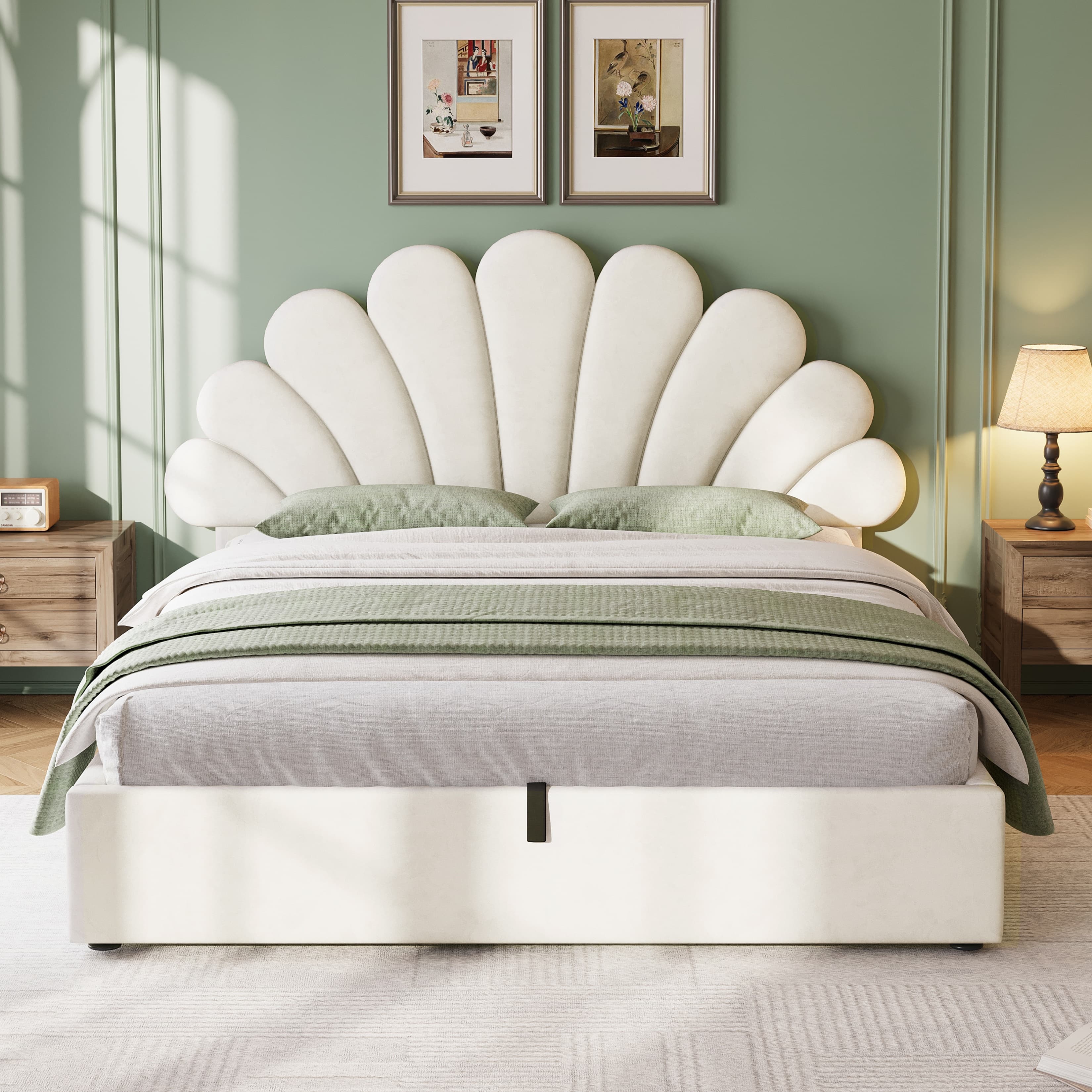 Chic Petal Headboard Bed with Effortless Hydraulic Storage - image 3