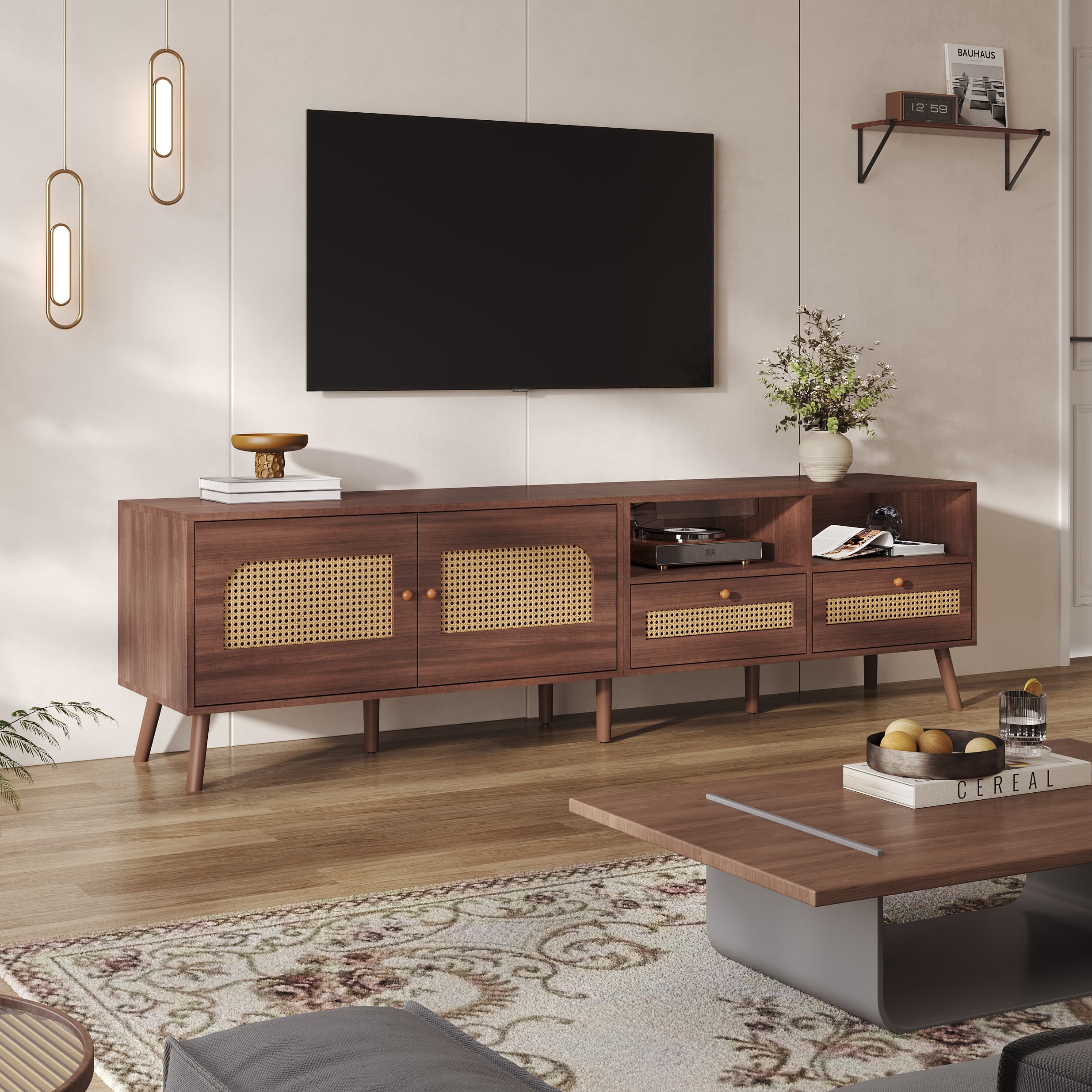 Stylish Rattan TV Unit for Screens up to 90 Inches - image 2
