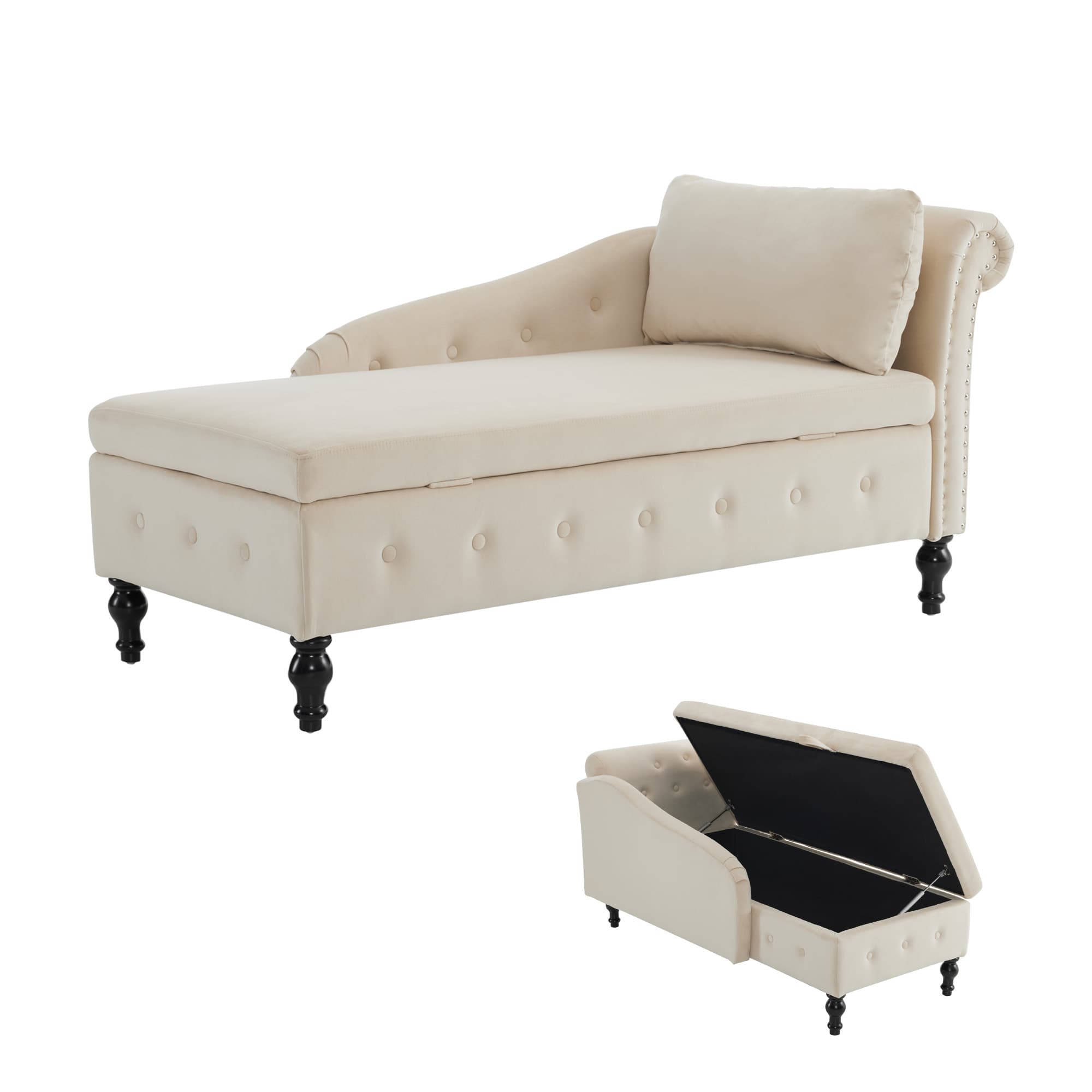 Elegant Velvet Chaise Lounge with Clever Hidden Storage - image 4