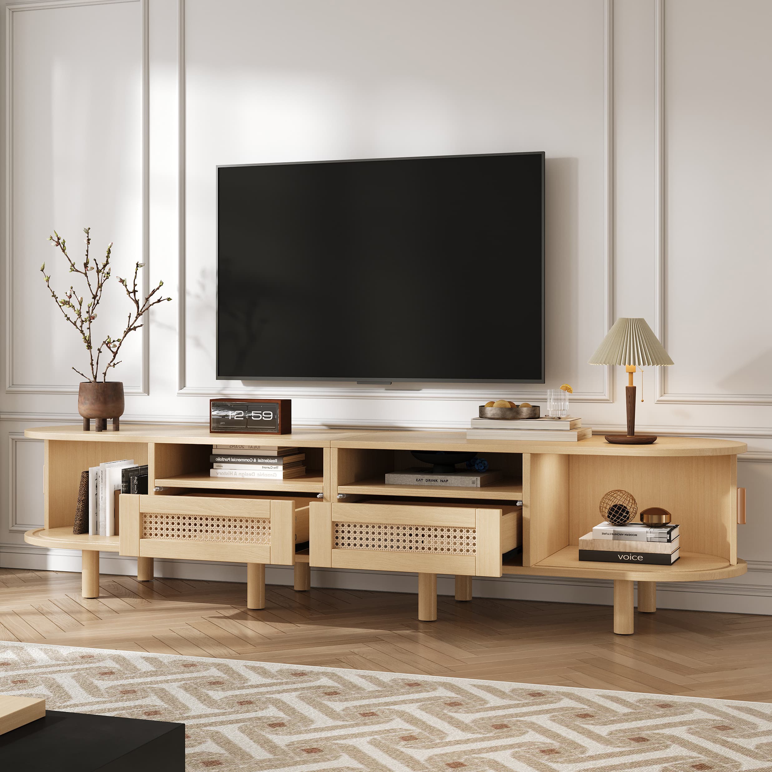 Elegant Oval Rattan TV Stand for up to 70-inch TVs - image 2