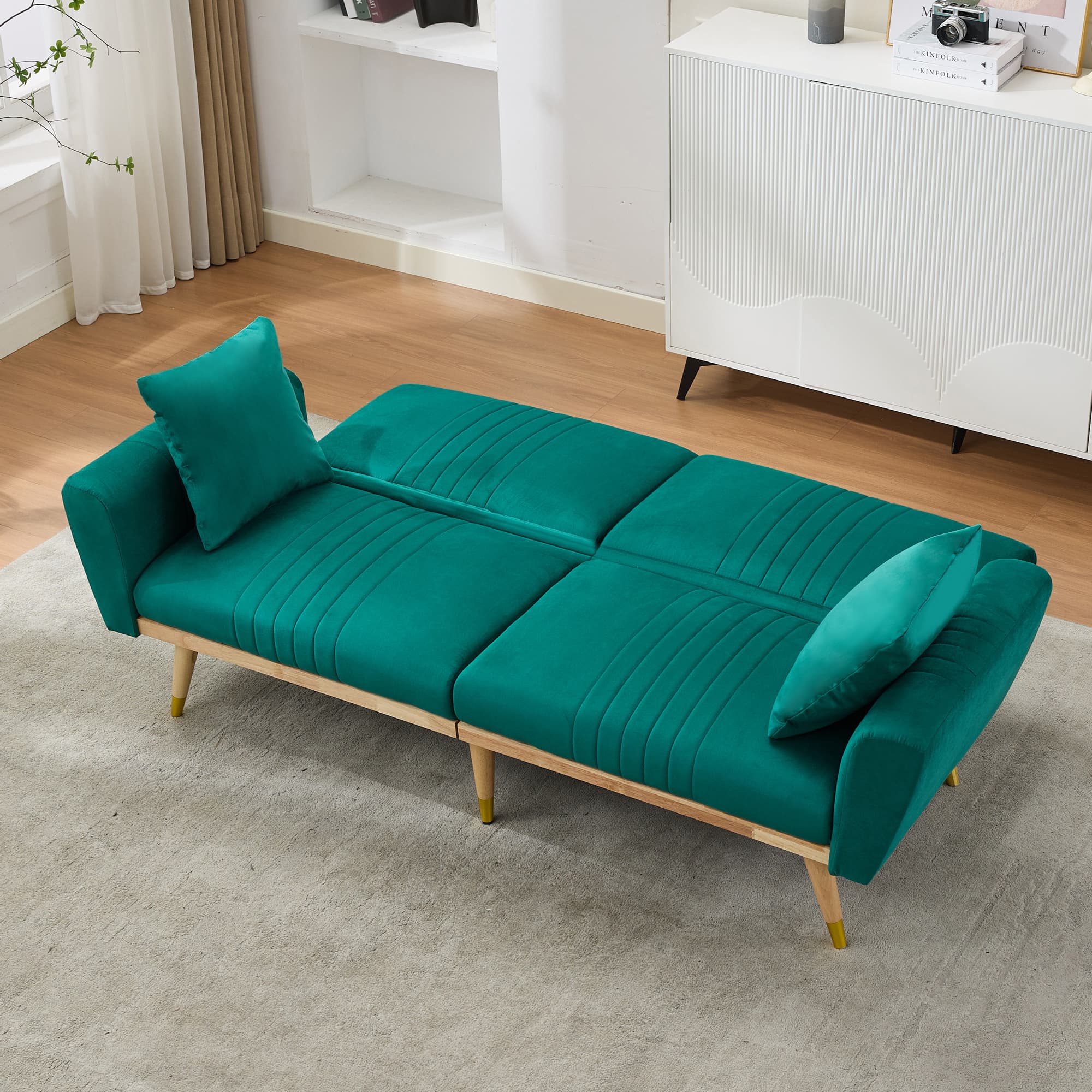 Transform Your Space with this Premium Green Fleece Sofa Bed - image 5