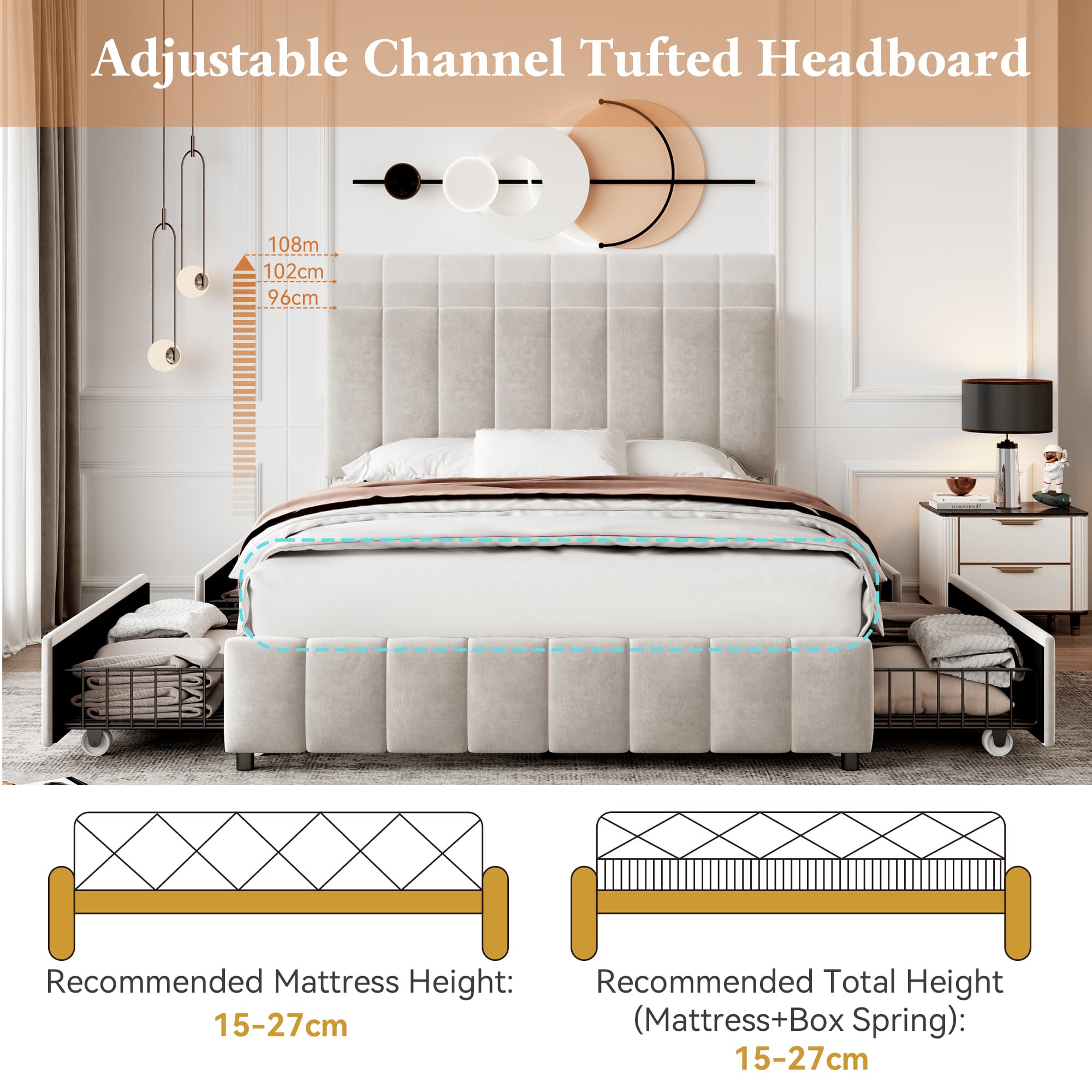 Transform Your Bedroom With This Beige Velvet Storage Bed - image 3