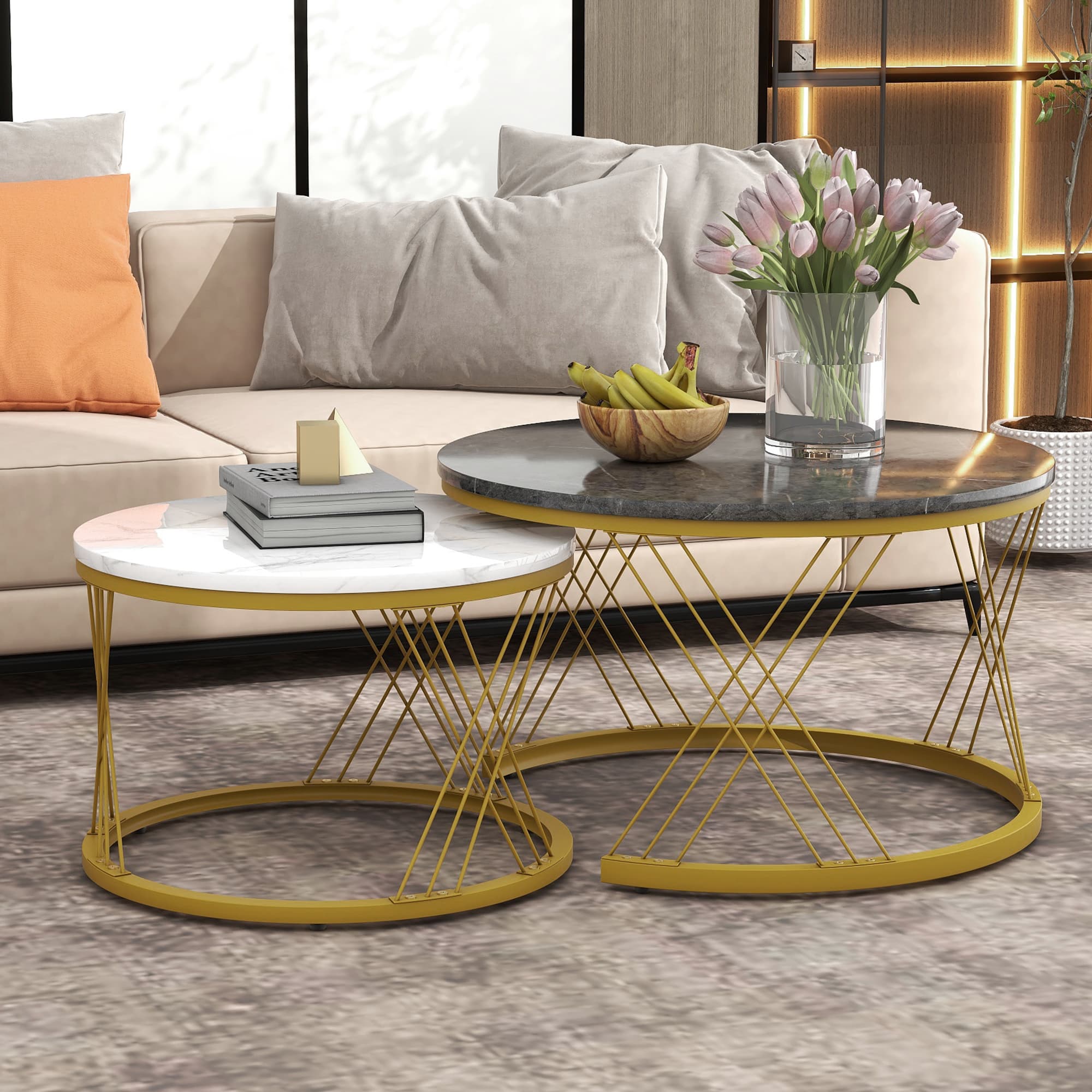 Transform Your Lounge with this Marble Effect Nesting Set - image 1