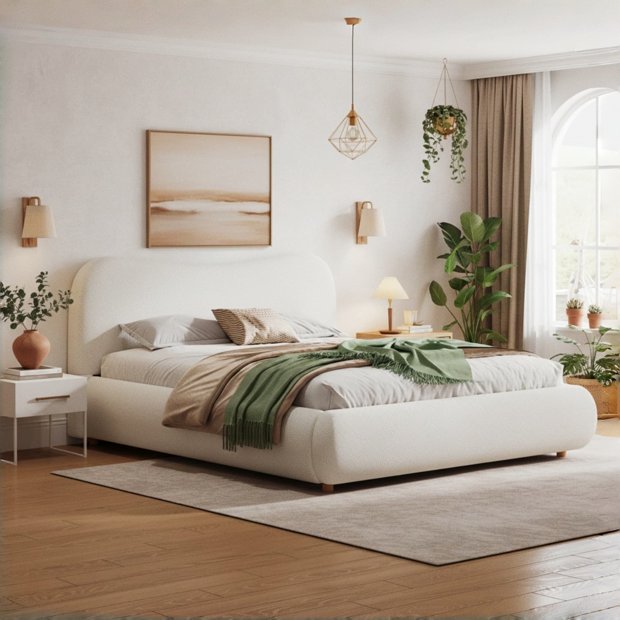 Transform Your Space with the Warm White Boucle Ottoman Bed - image 5