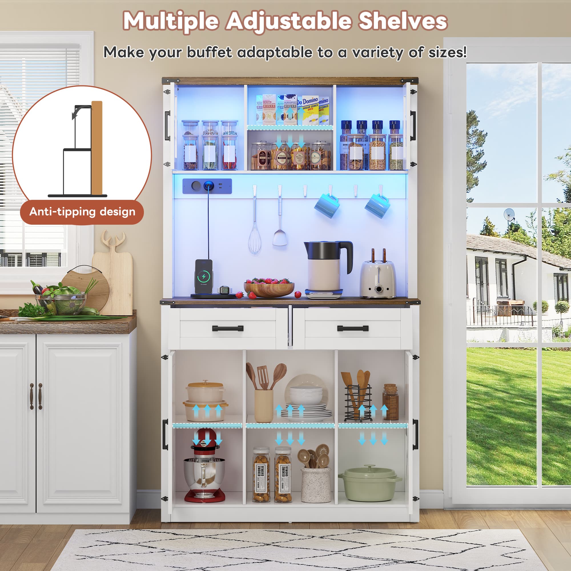 Transform Your Kitchen with this Rustic White LED Bar Cabinet - image 1