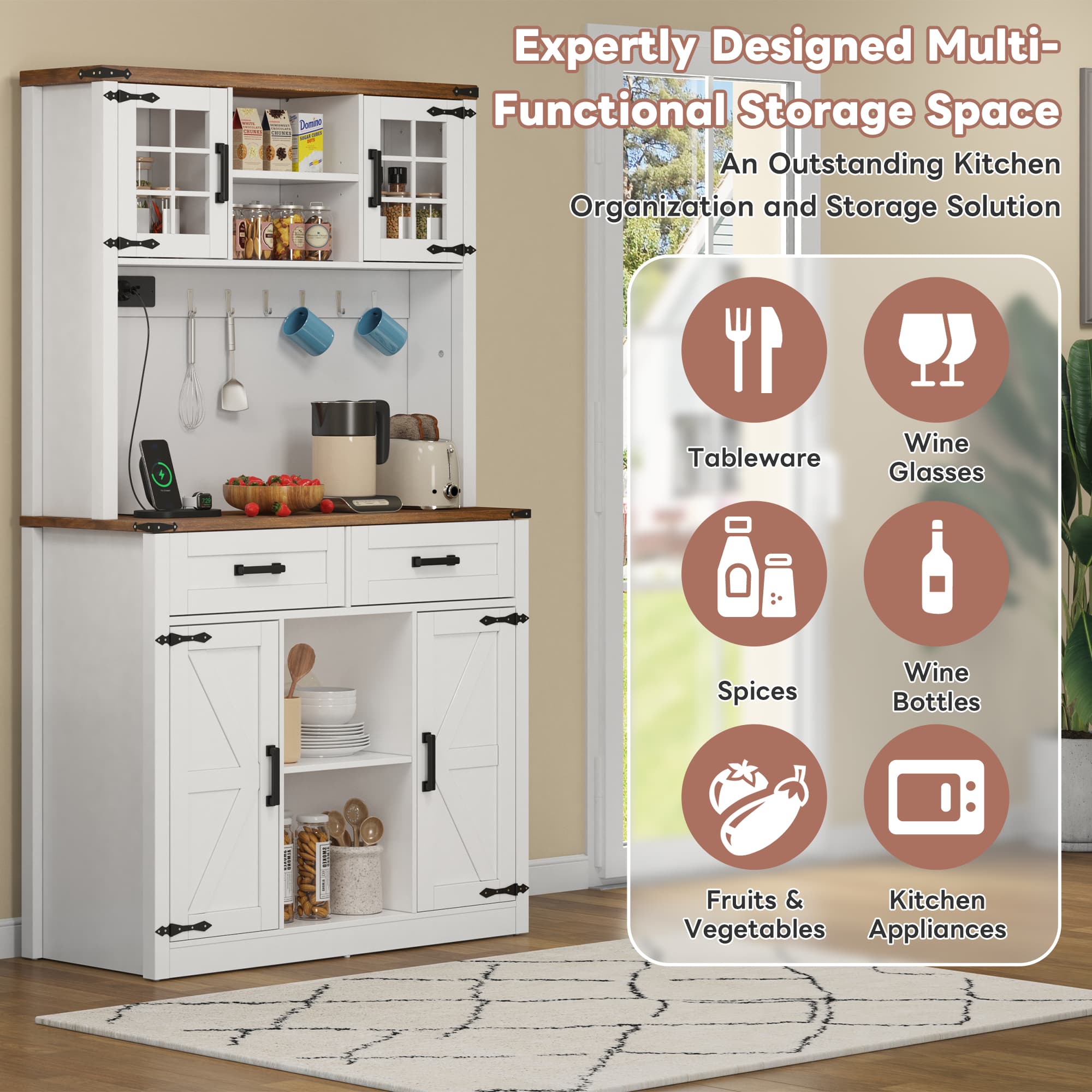 Transform Your Kitchen with this Rustic White LED Bar Cabinet - image 2