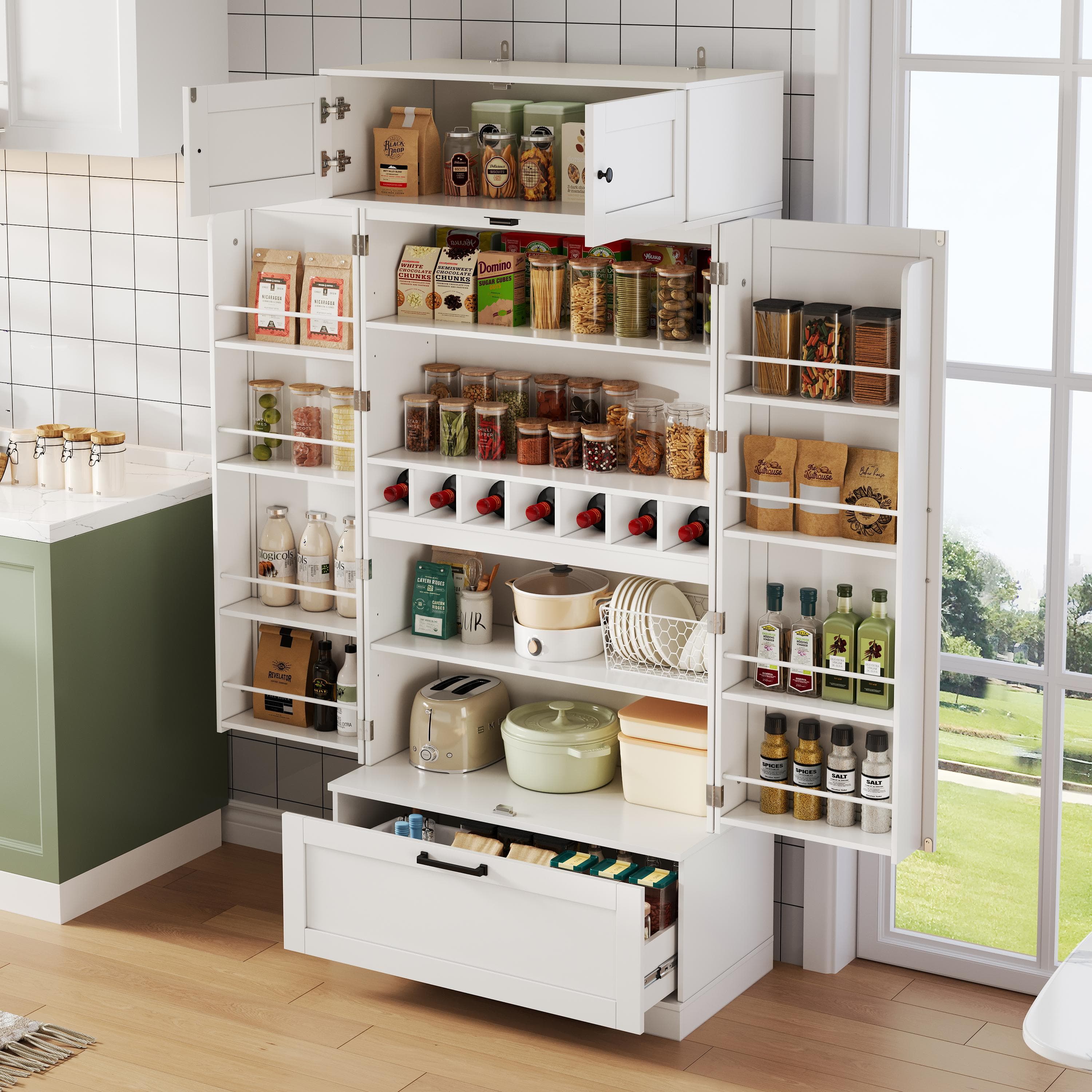 Transform Your Kitchen with this White Freestanding Pantry - White