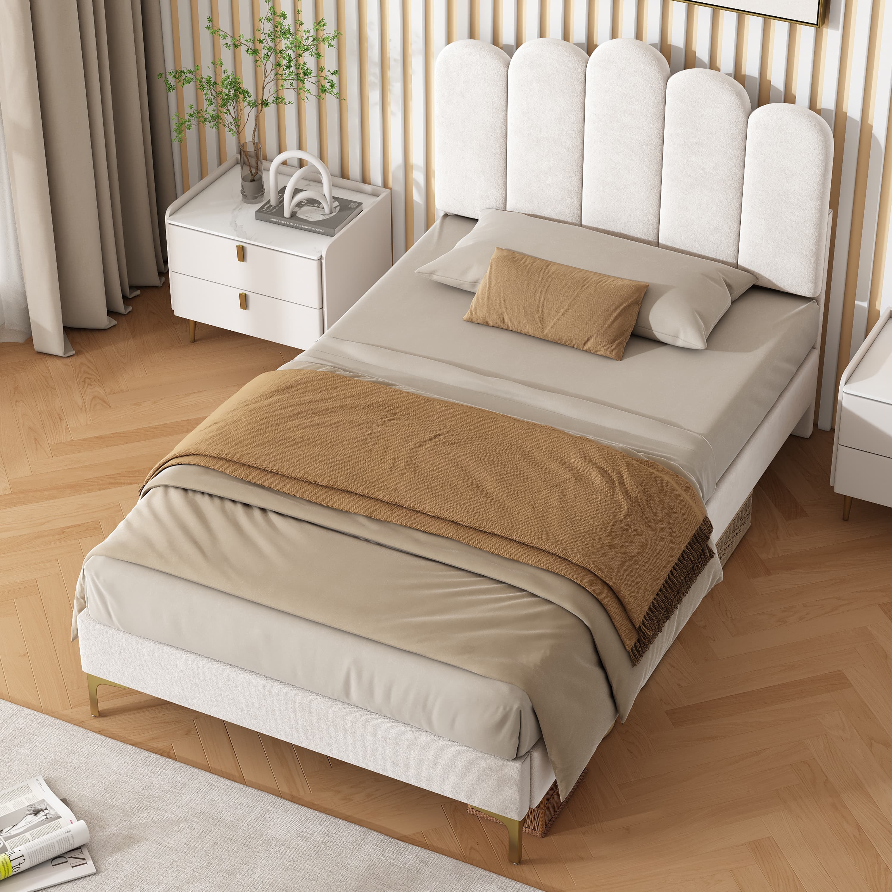 Transform Your Bedroom with this Scalloped Velvet Single Bed - image 4