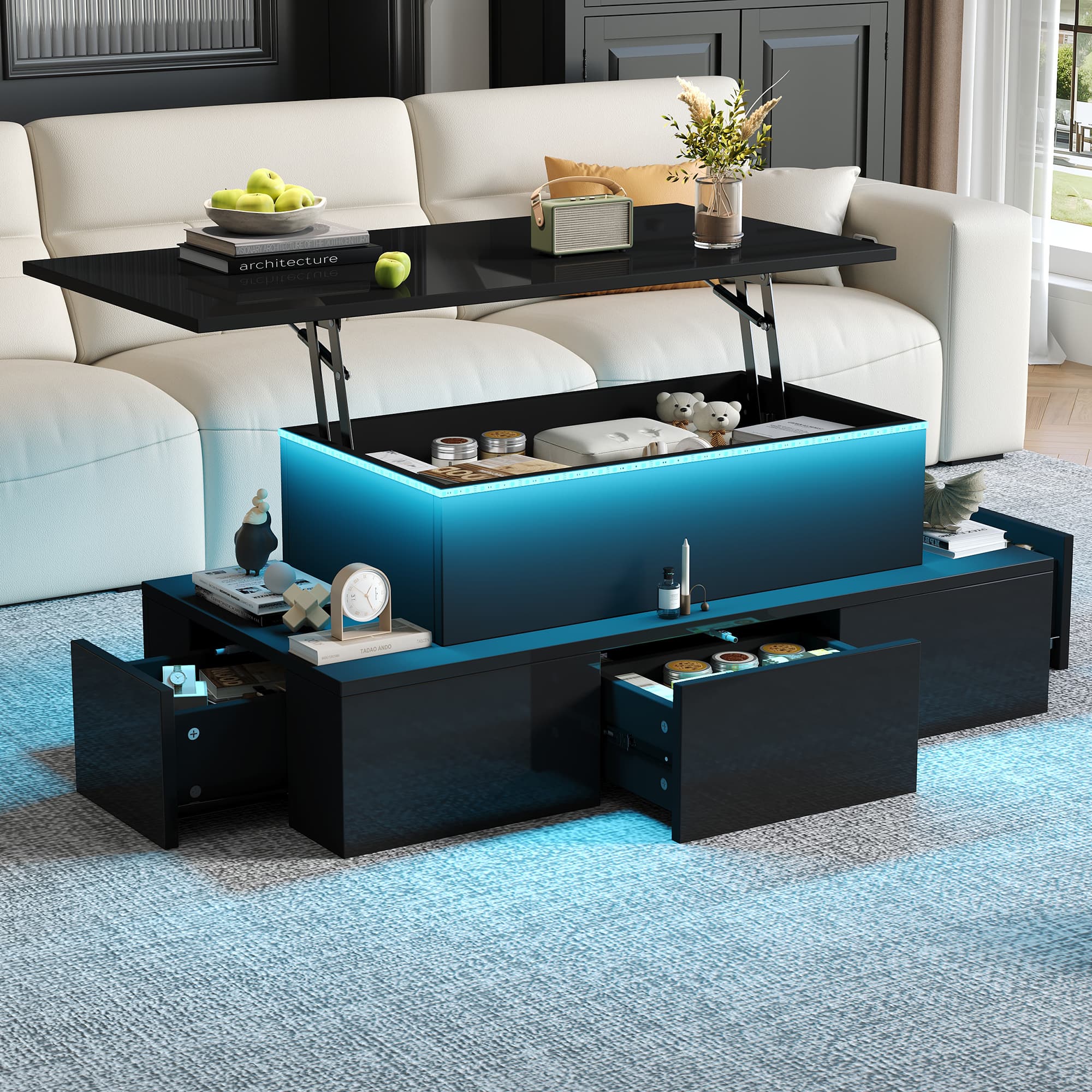 Transform Your Lounge with this LED Lift-Top Coffee Table - image 4