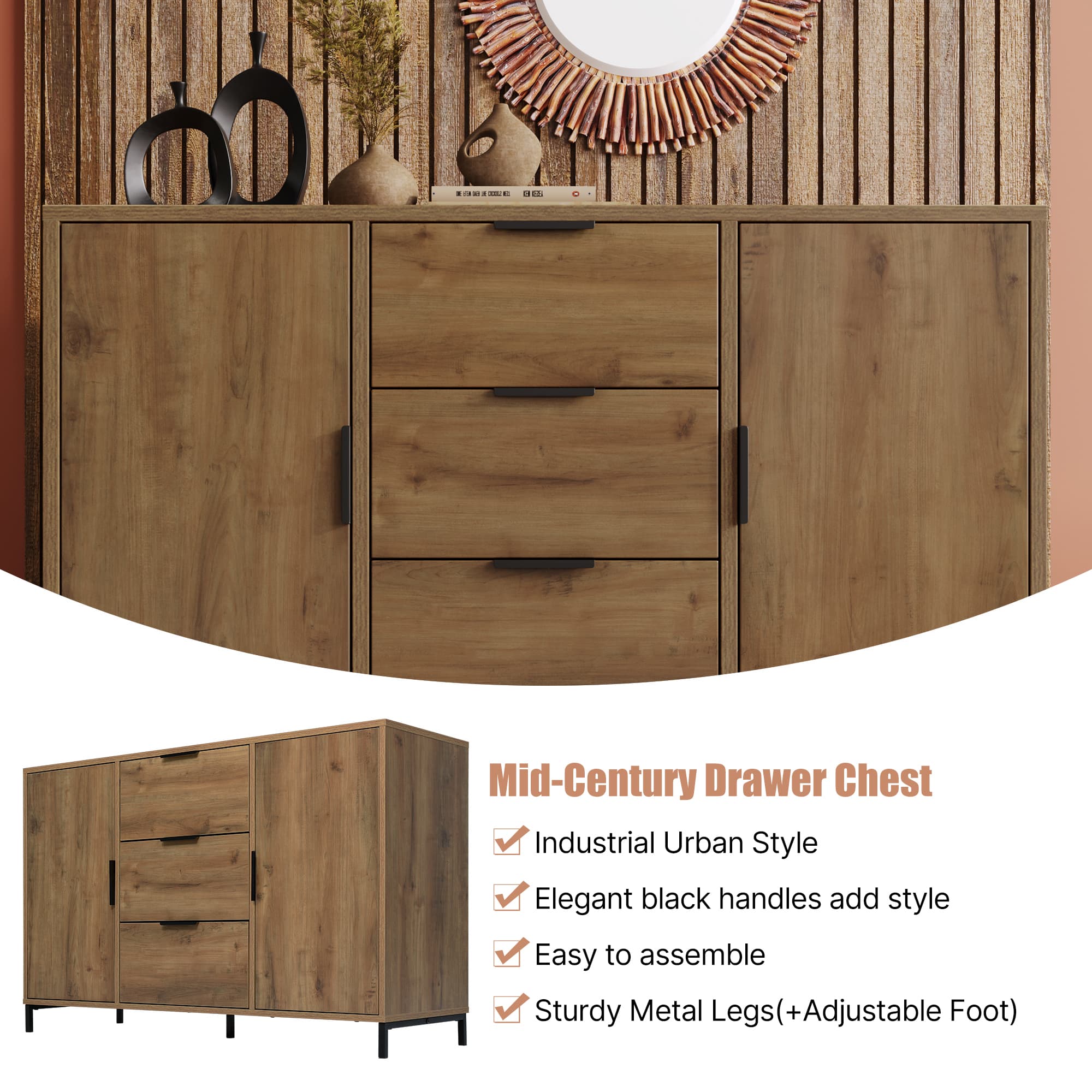 Transform Your Living Room with this Dark Oak Industrial Sideboard - image 4