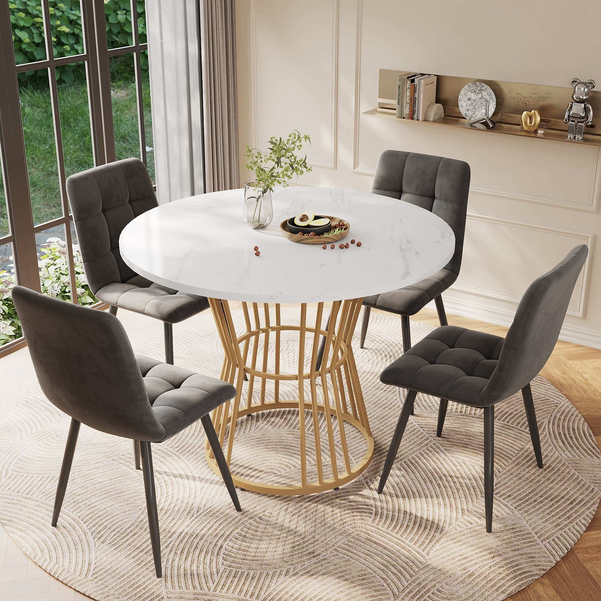 Transform Your Dining Room with the Villalta Home 5-Piece Round Set - Gray