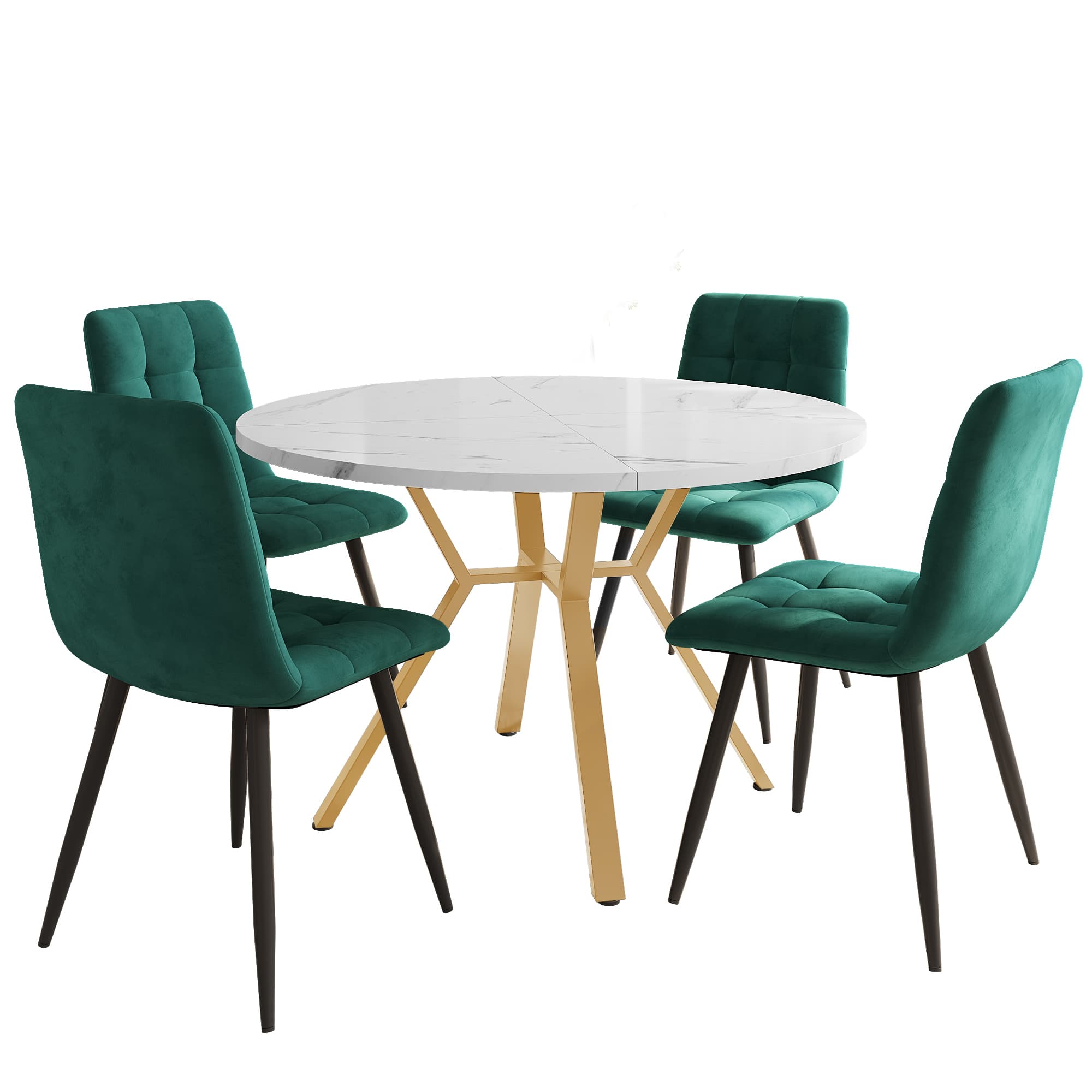 Transform Your Dining Space with Green Velvet & Marble - image 5