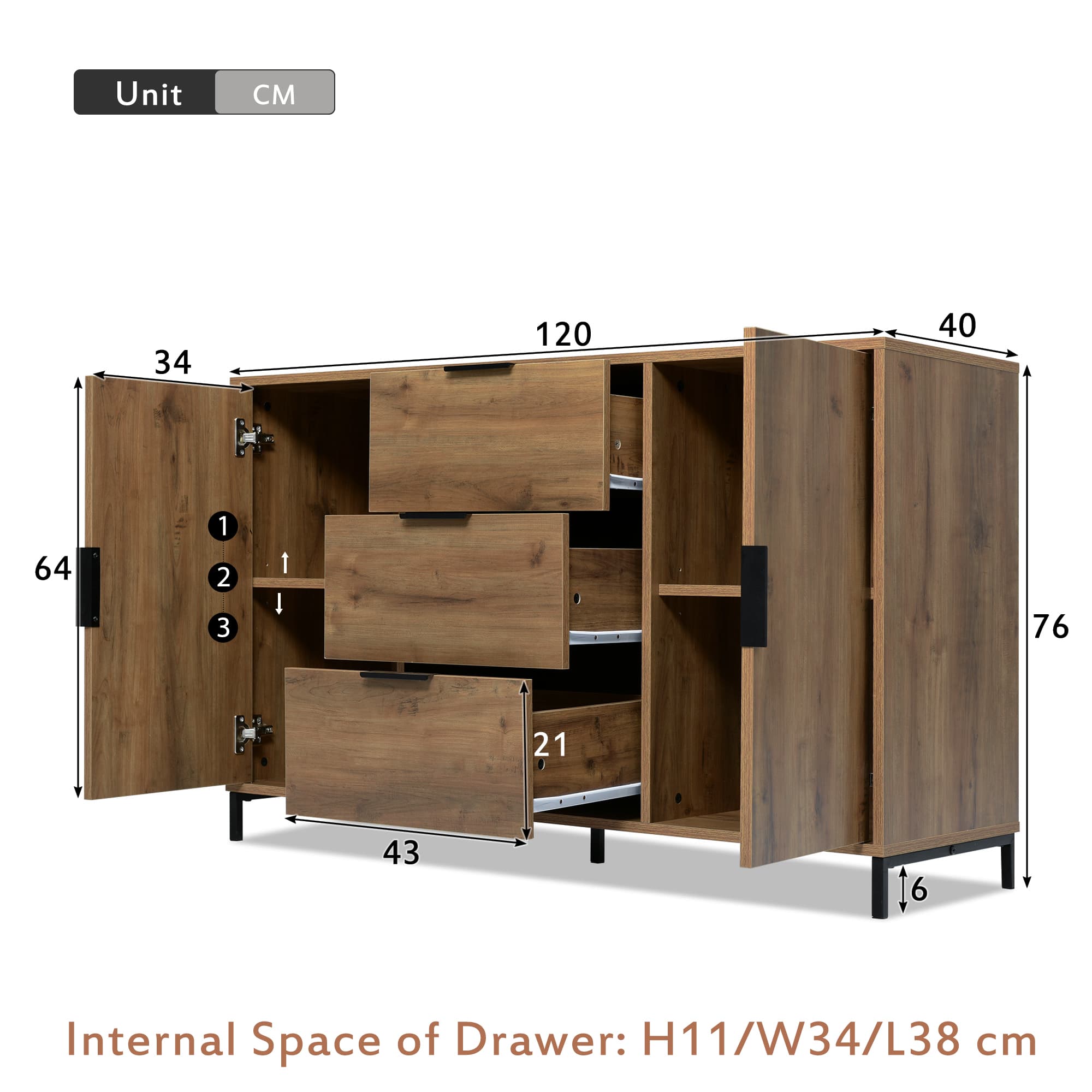 Transform Your Living Room with this Dark Oak Industrial Sideboard - image 2