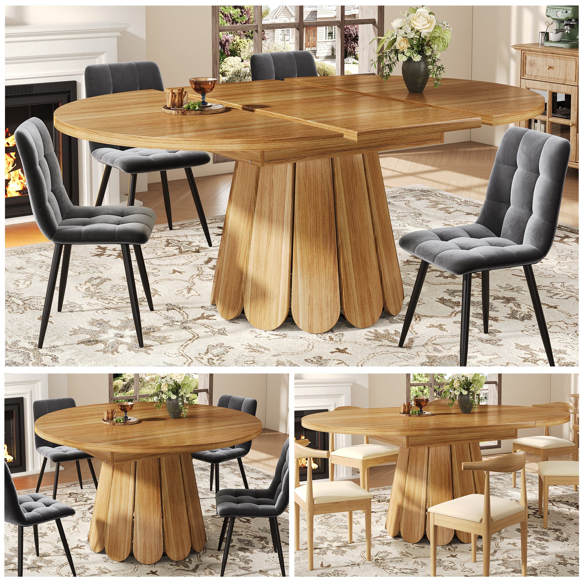 Transform Your Dining Space with this Extendable Wooden Table - Wood
