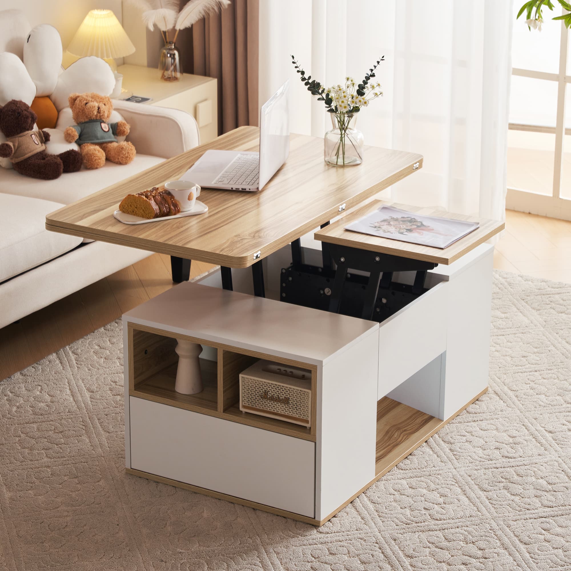 Transform Your Space With This White & Oak Lift-Top Coffee Table - image 1