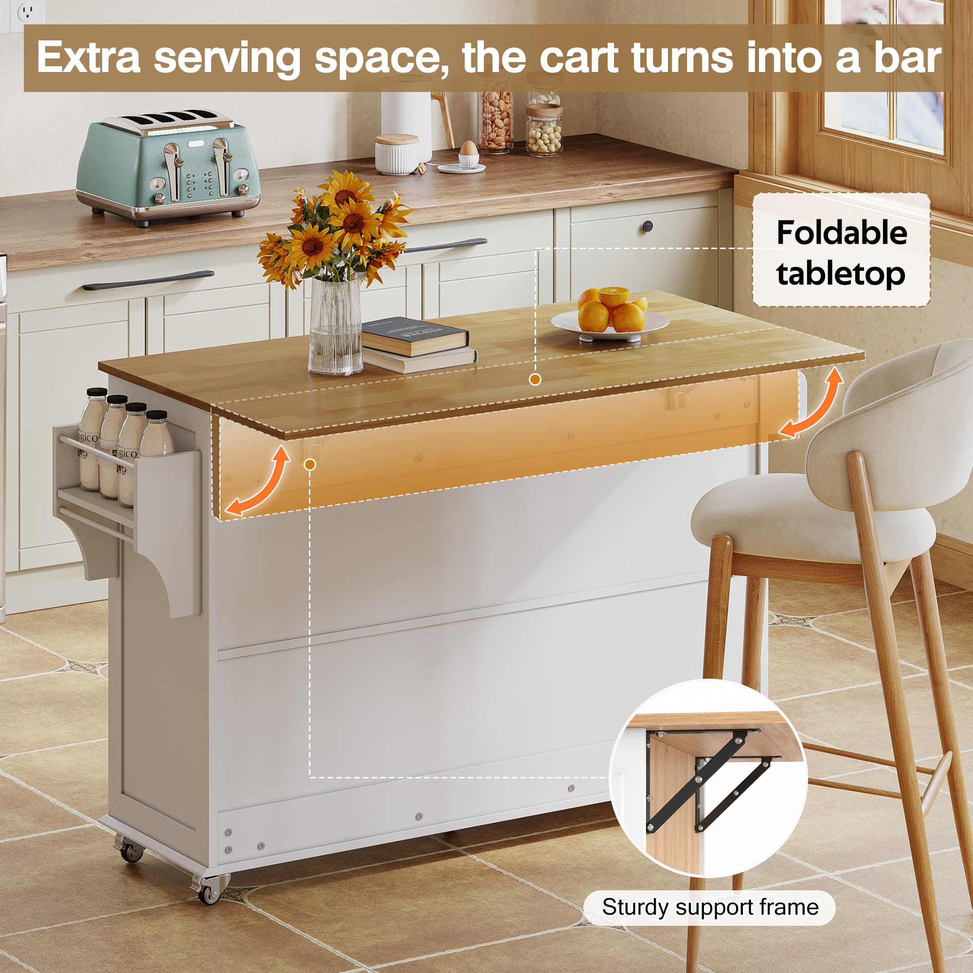 Transform Your Kitchen with this Foldable Rolling Island - image 4