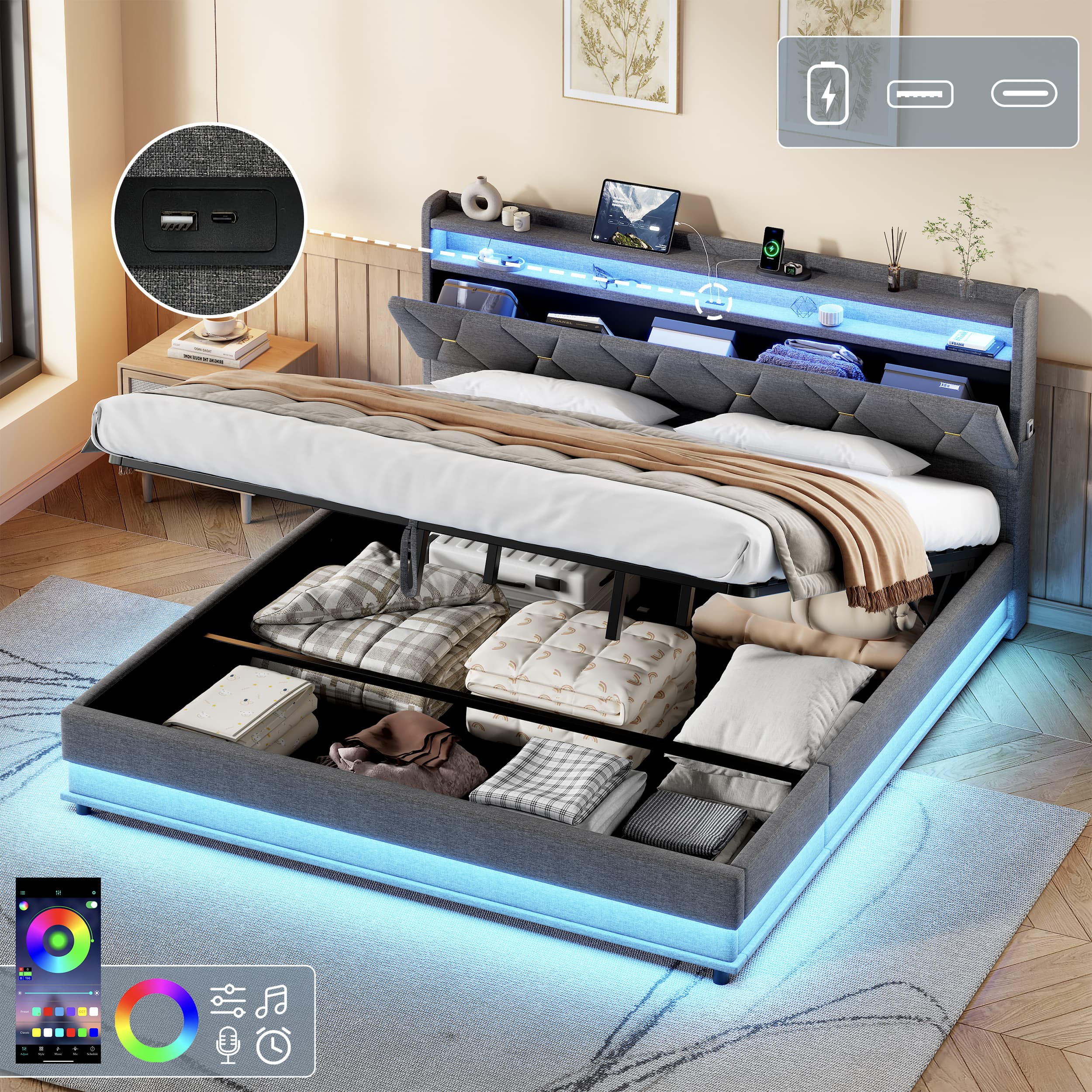 Transform Your Space With This Super King Ottoman Bed - Grey